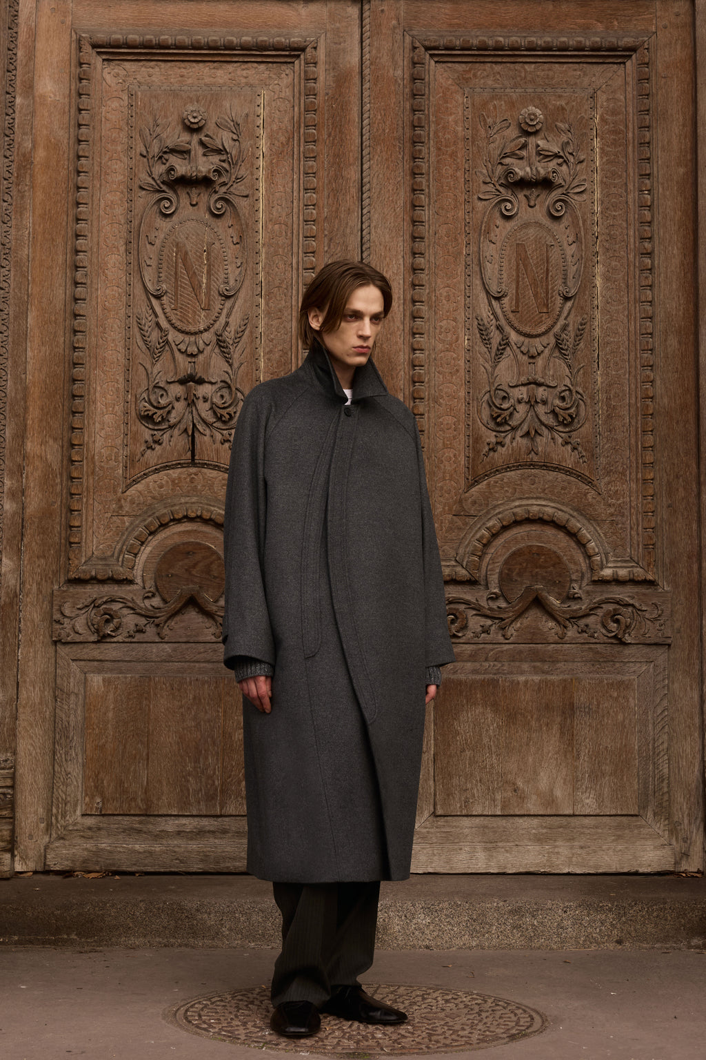 STU - Curved Double Line Mac Coat In Cashmere (Charcoal) product image 3 | TRAB K-Fashion Australia