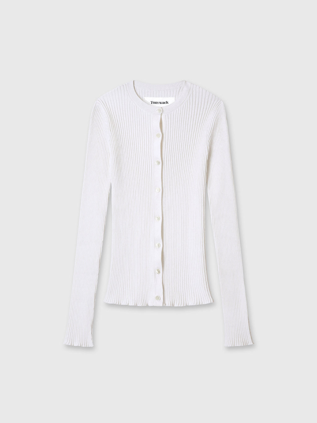 Tonywack - Silk Cotton Ribbed Button Cardigan (Off White) product image 8 | TRAB K-Fashion Australia