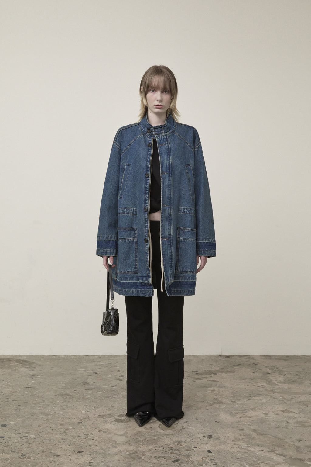 Matin Kim - Pocket Point Midi Denim Jumper (Blue) product image 5 | TRAB K-Fashion Australia