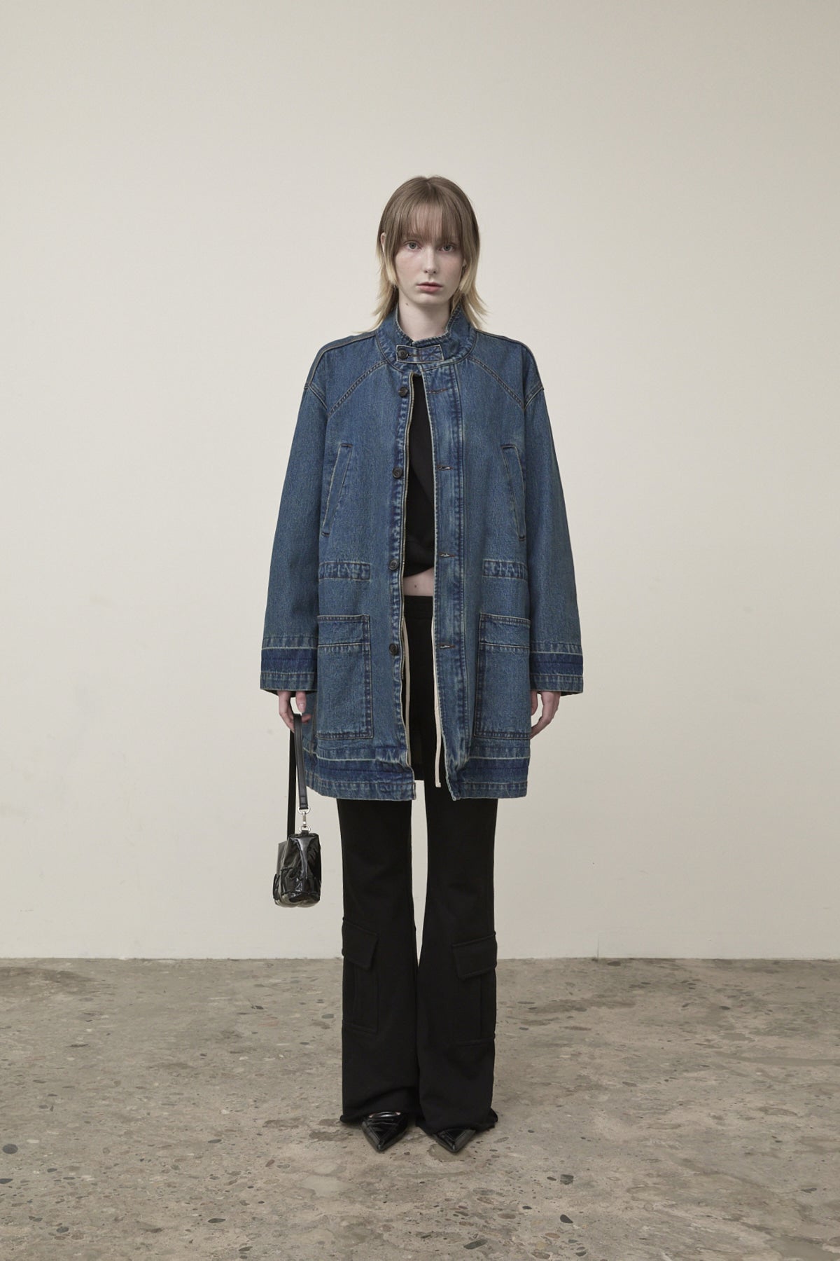 Matin Kim - Pocket Point Midi Denim Jumper (Blue) product image 5 | TRAB K-Fashion Australia