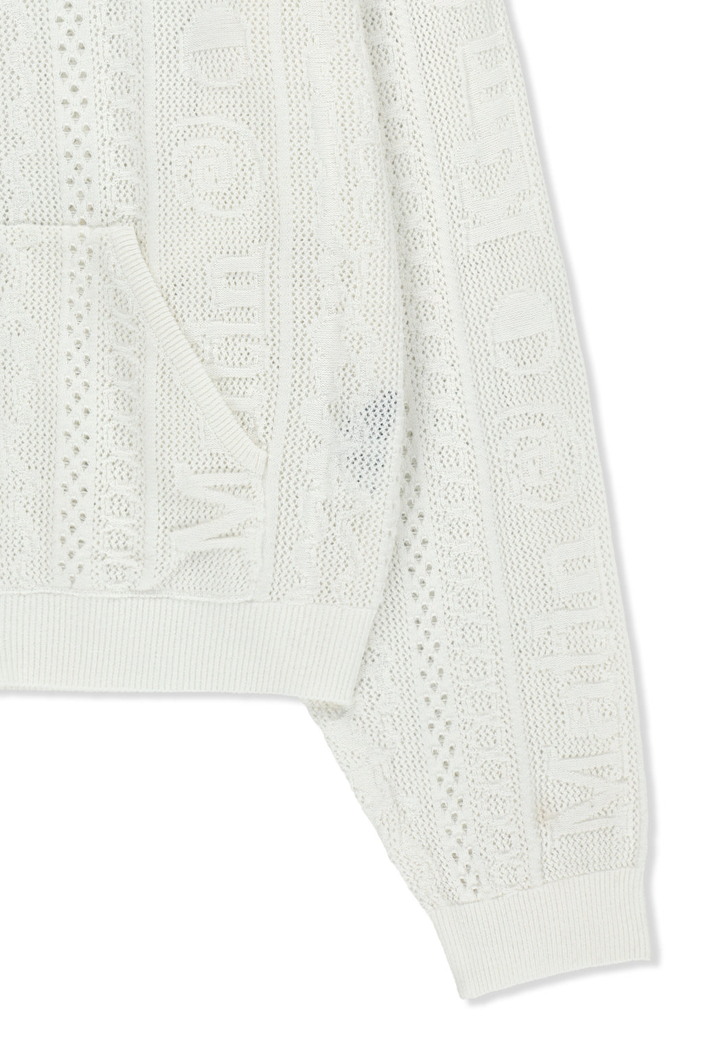 Matin Kim - Mesh Logo Knit Hoody Zip Up (White) product image 4 | TRAB K-Fashion Australia