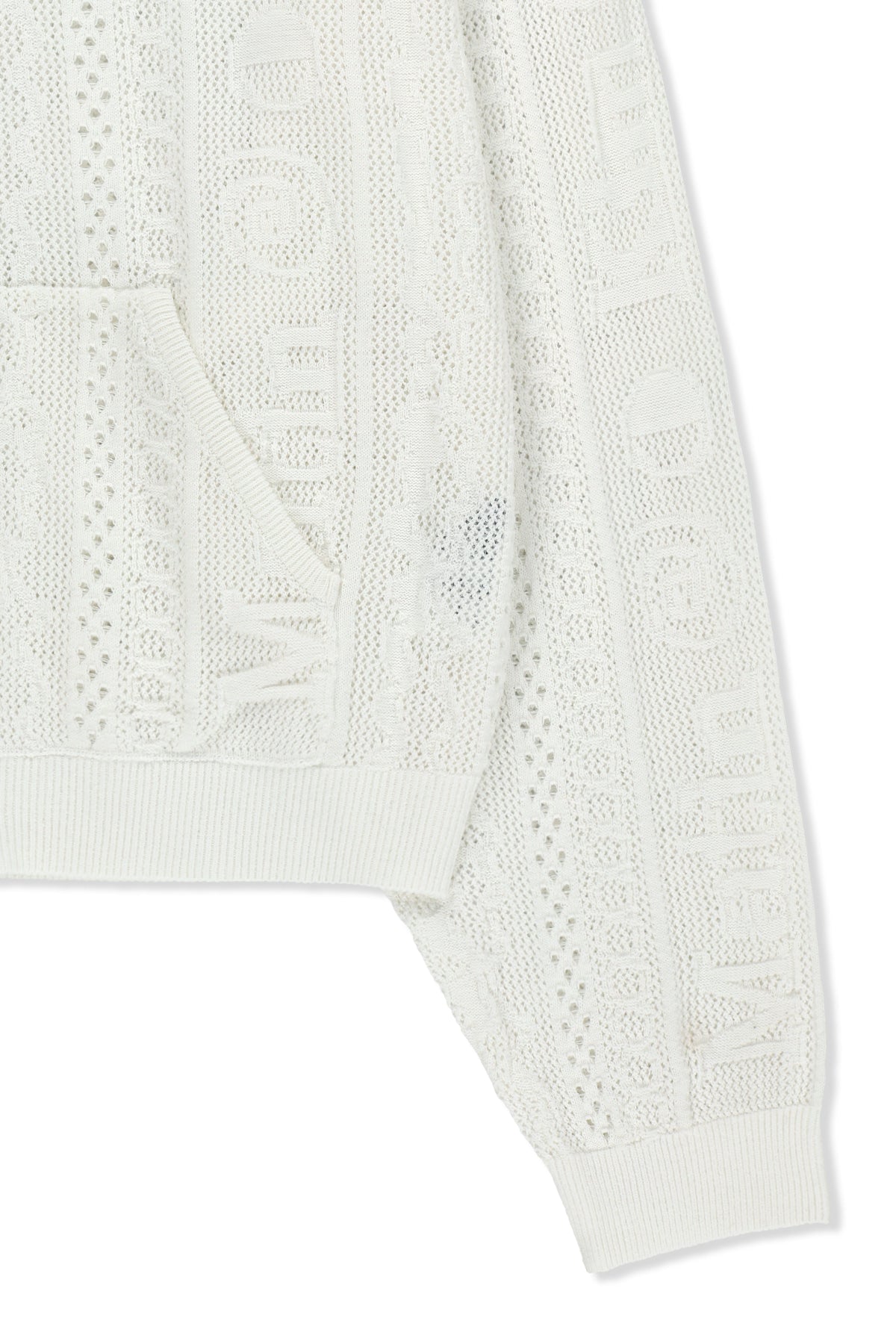 Matin Kim - Mesh Logo Knit Hoody Zip Up (White) product image 4 | TRAB K-Fashion Australia