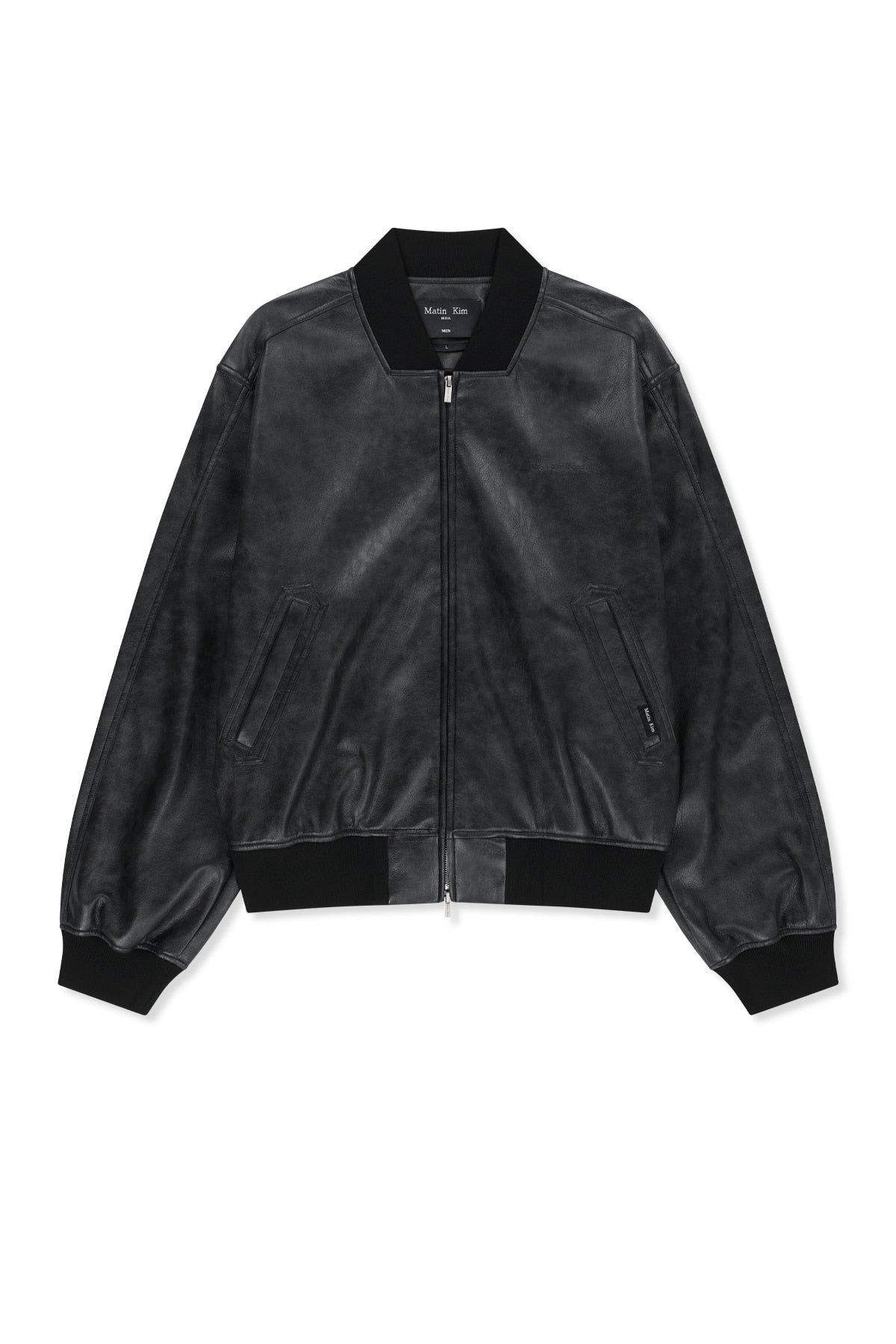 Matin Kim - Faux Leather Rib Collar Blouson (Black) product image 2 | TRAB K-Fashion Australia