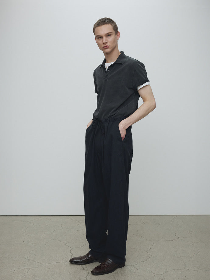 Tonywack - Light Wool Cotton Drawstring Trousers (Navy Stripe) product image 1 | TRAB K-Fashion Australia