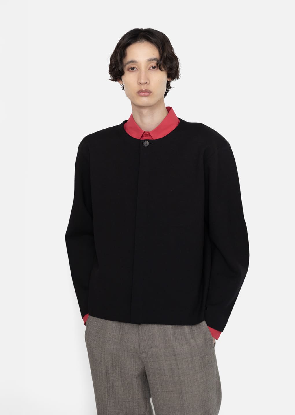 Amomento - Men's Curved Silhouette Cardigan (Black) product image 5 | TRAB K-Fashion Australia