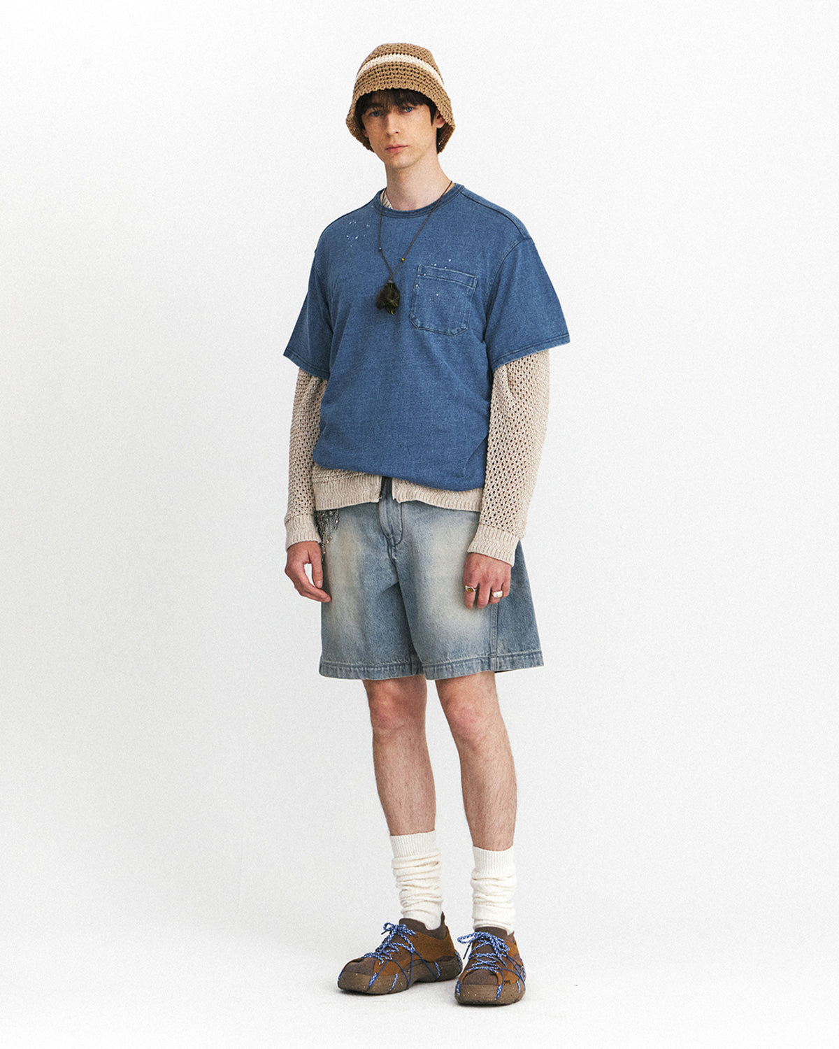 Eastlogue - Naval Embroidery T-shirts (Washed Indigo) product image 1 | TRAB K-Fashion Australia