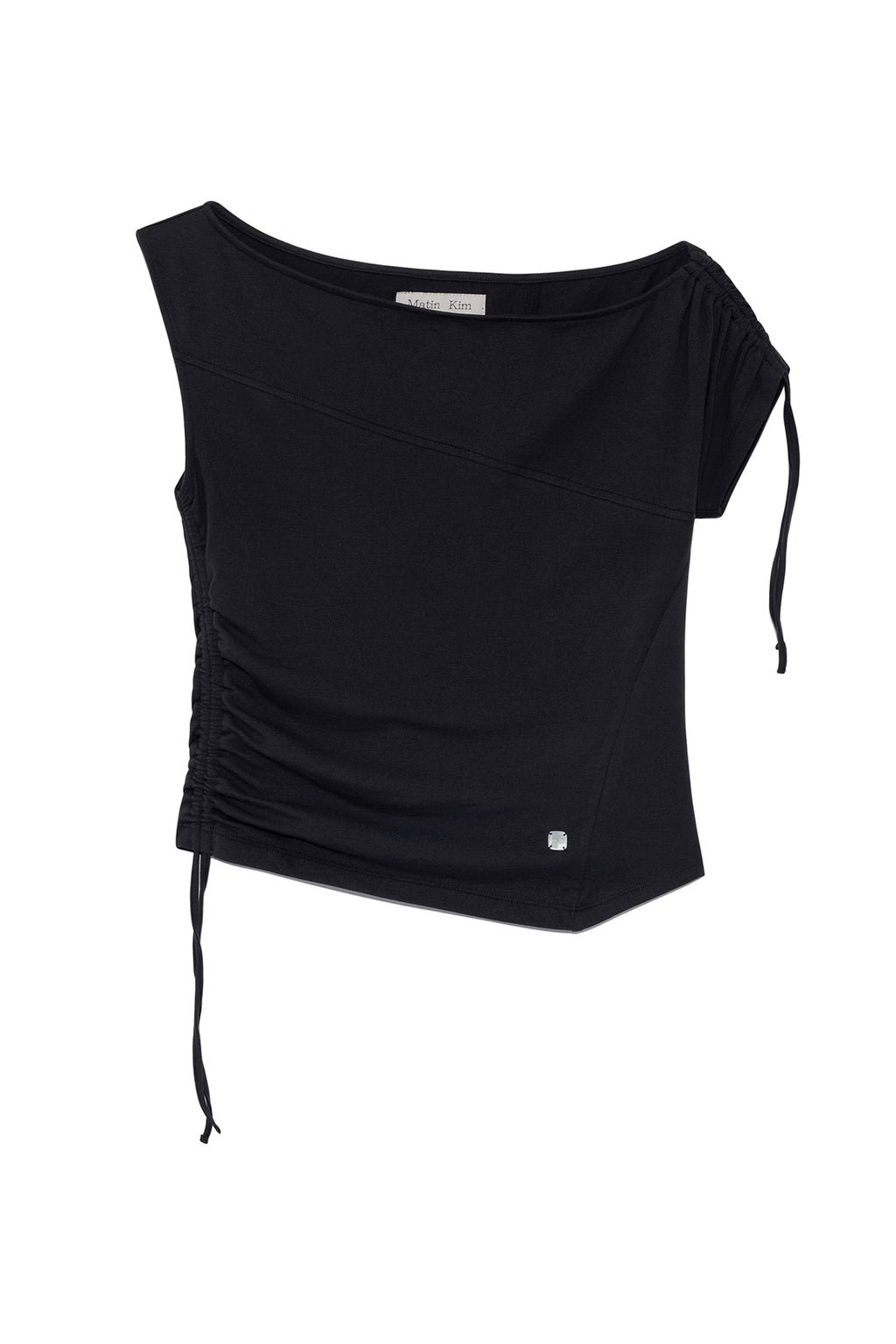 Matin Kim - String Off Shoulder Slim Top (Charcoal) product image 1 | TRAB K-Fashion Australia