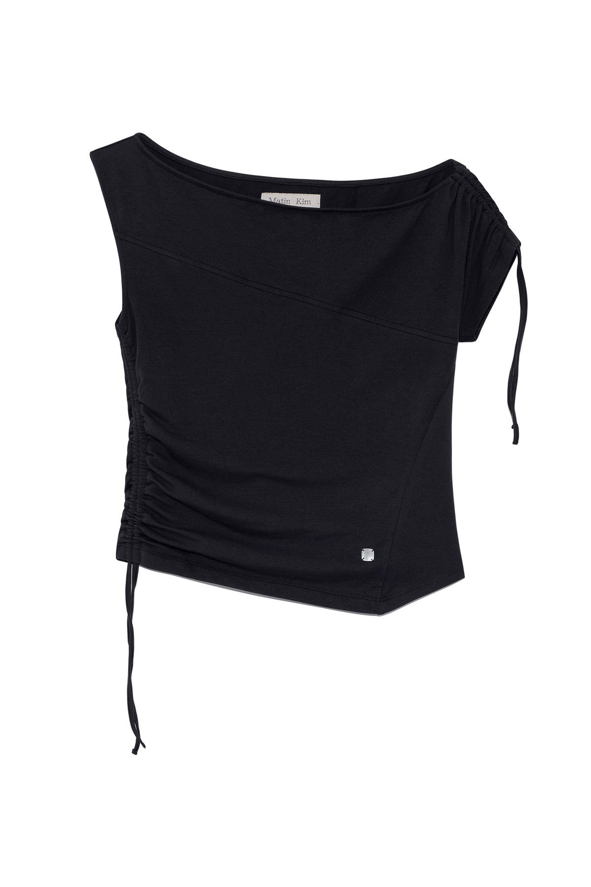 Matin Kim - String Off Shoulder Slim Top (Charcoal) product image 1 | TRAB K-Fashion Australia