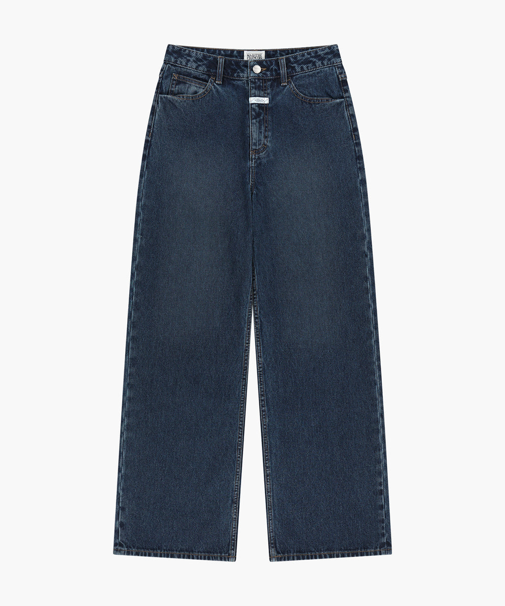 Marithe & Francois Girbaud - [Pre-order – Ships 7 Oct] Semi-wide Stripe Denim Pants (Dark Blue) product image 6 | TRAB K-Fashion Australia