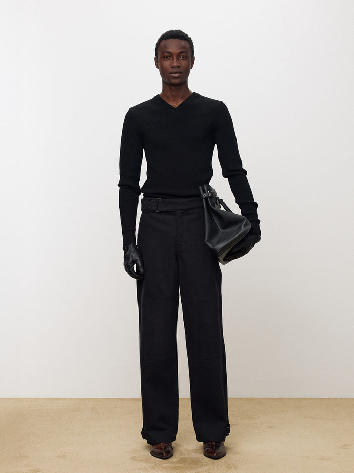 Tonywack - Heavy Twill Cotton Belted Military Pants (Black) product image 2 | TRAB K-Fashion Australia