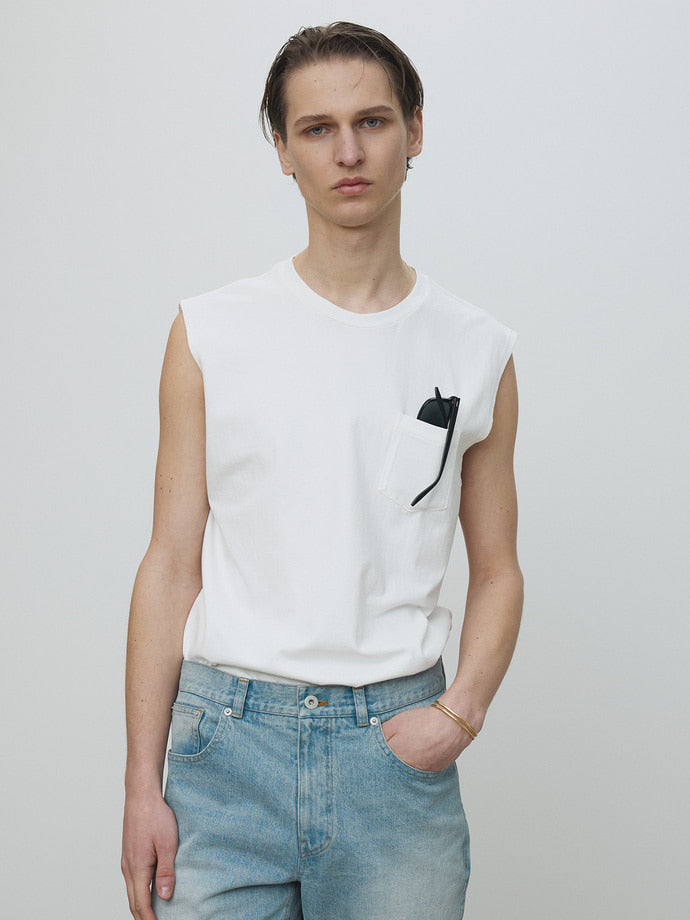 Tonywack - Garment-Washed Patch Pocket Sleeveless (Vintage White) product image 4 | TRAB K-Fashion Australia