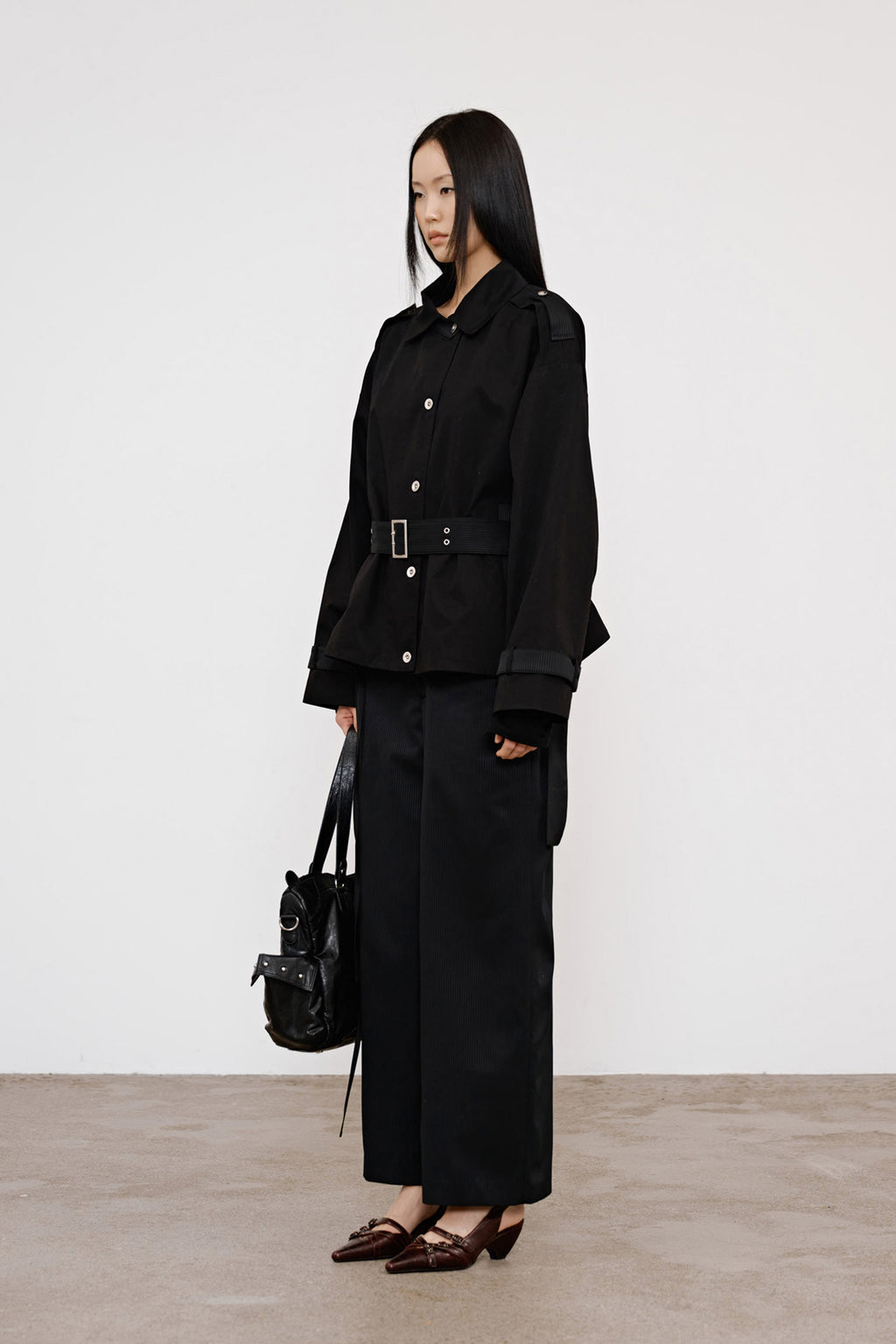 Deinet - Buckle Point Trench Jacket (Black) product image 2 | TRAB K-Fashion Australia