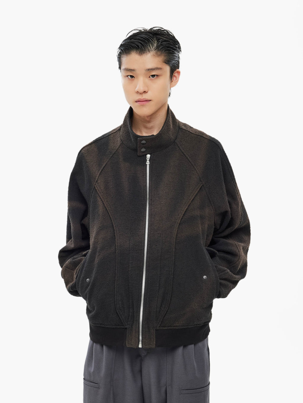 Jiyong Kim - Sun-Bleached High Neck Blouson (Black) product image 2 | TRAB K-Fashion Australia