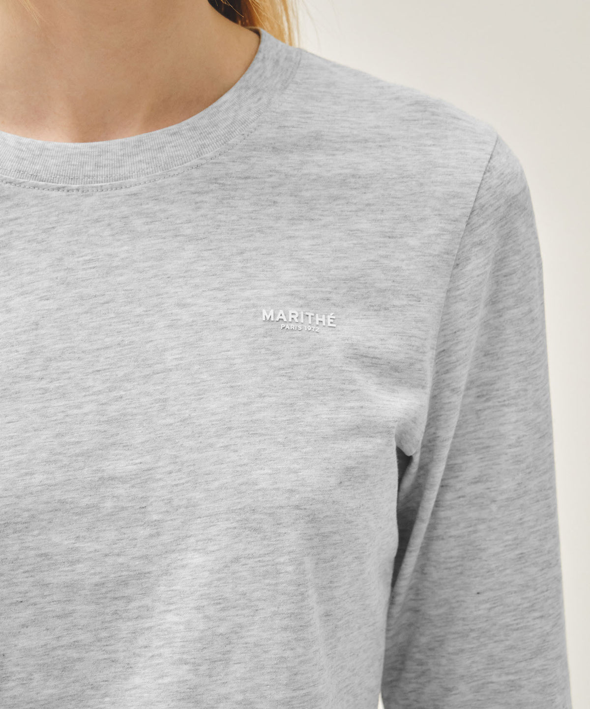 Marithe & Francois Girbaud - Regular Logo Long Sleeve Tee (Light Heather Gray) product image 4 | TRAB K-Fashion Australia