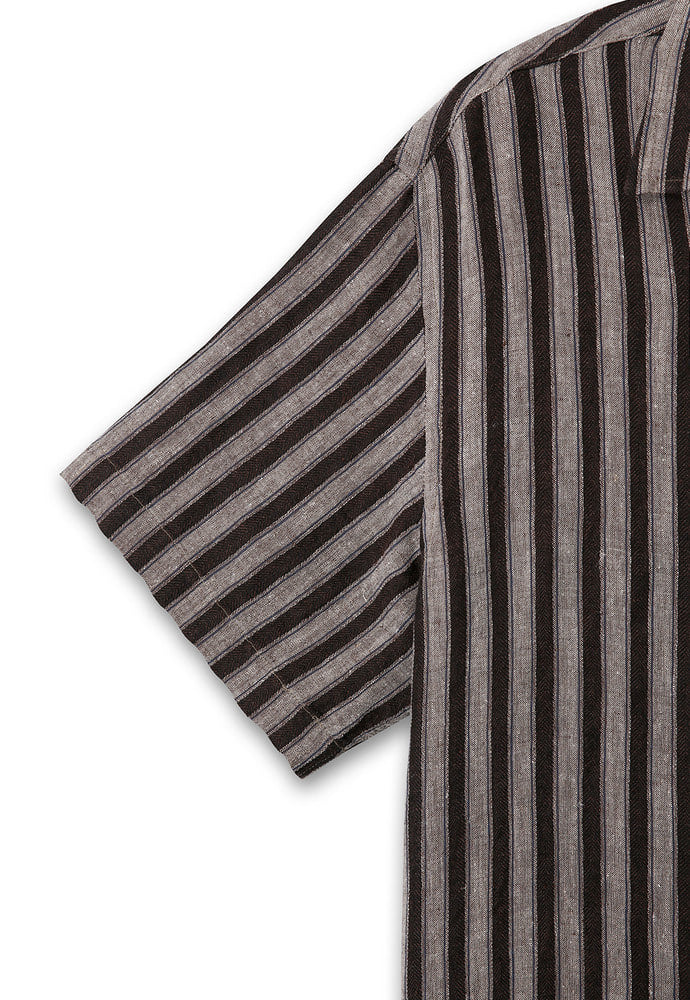 Art if acts - Linen Stripe Camp Half Shirt (Wood) product image 9 | TRAB K-Fashion Australia