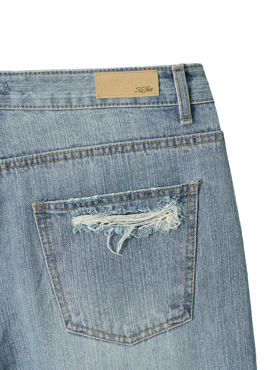 Kijun - Distressed Relaxed Fit Jeans (Blue) product image 11 | TRAB K-Fashion Australia
