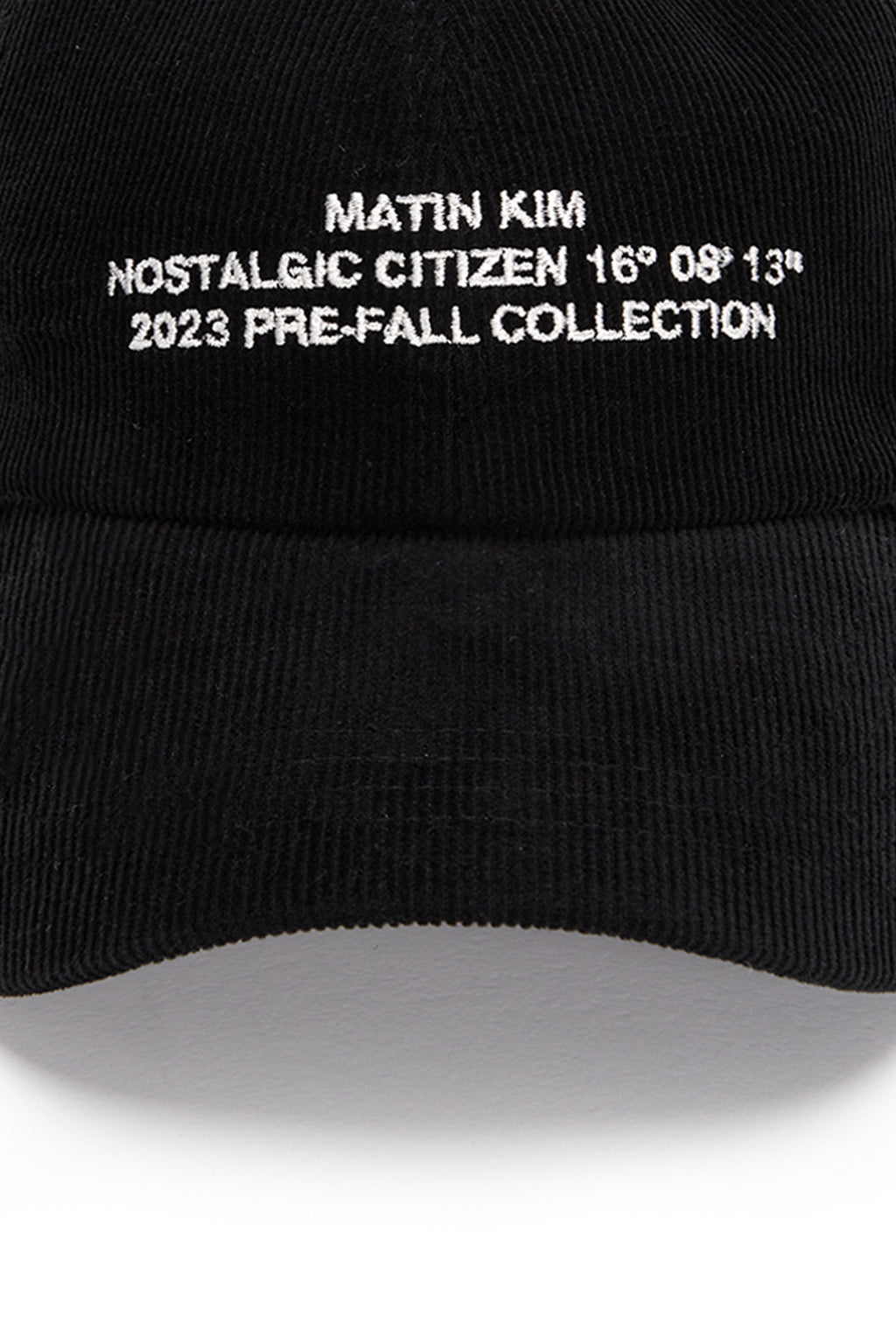 Matin Kim - Corduroy Lettering Ball Cap (Black) product image 3 | TRAB K-Fashion Australia