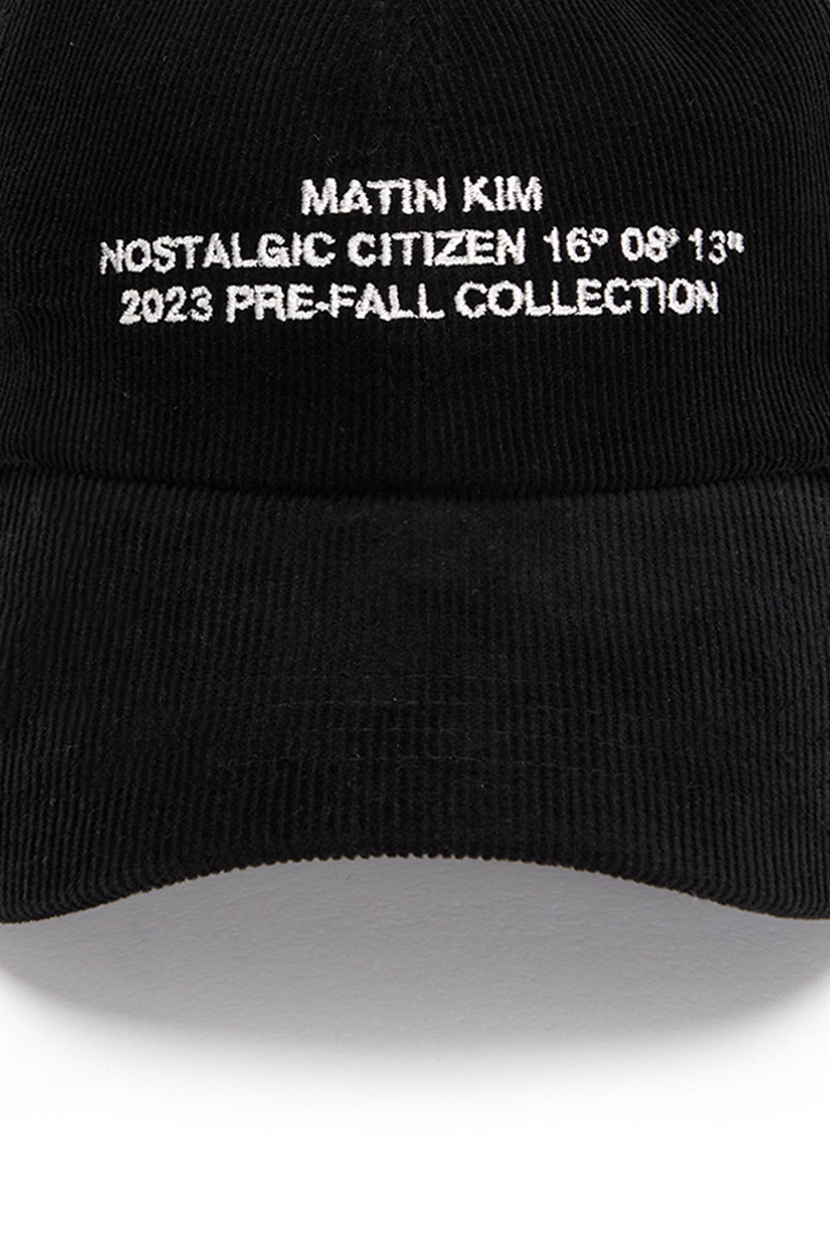 Matin Kim - Corduroy Lettering Ball Cap (Black) product image 3 | TRAB K-Fashion Australia