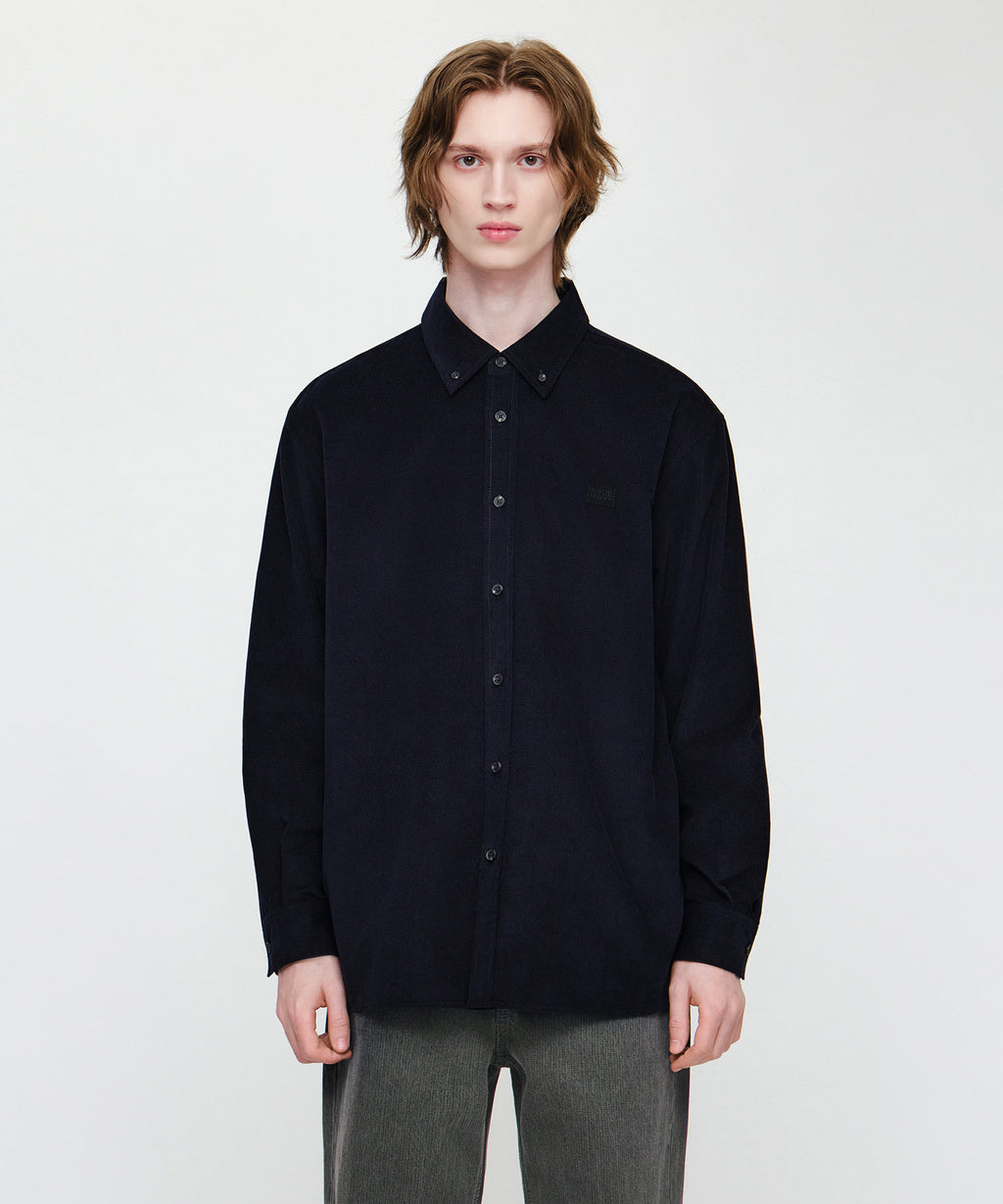 Marithe & Francois Girbaud - Micro Classic Logo Corduroy Shirt (Navy) product image 1 | TRAB K-Fashion Australia