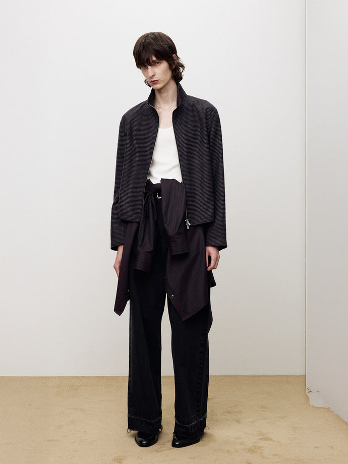 Tonywack - Brushed Stripe Full Zip Jumper (Purple Multi Stripe) product image 1 | TRAB K-Fashion Australia