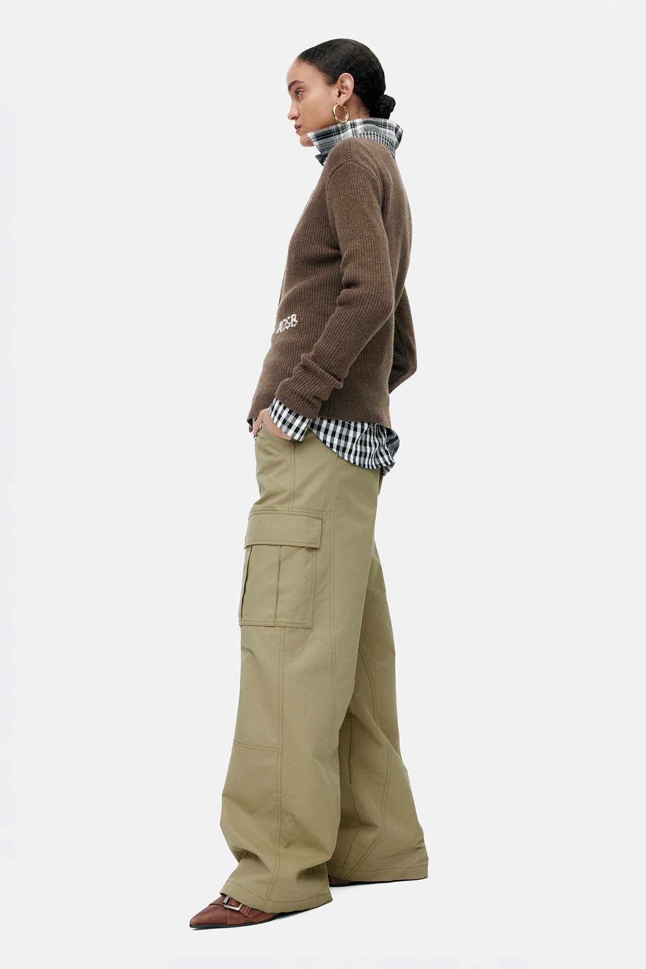 Andersson Bell - Hand Stitched Basic Cardigan (Brown) product image 4 | TRAB K-Fashion Australia