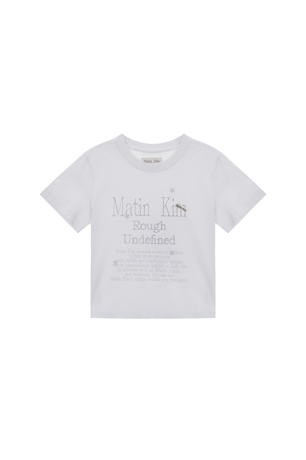 Matin Kim - Dazzle Lettering Crop Top (White) product image 1 | TRAB K-Fashion Australia