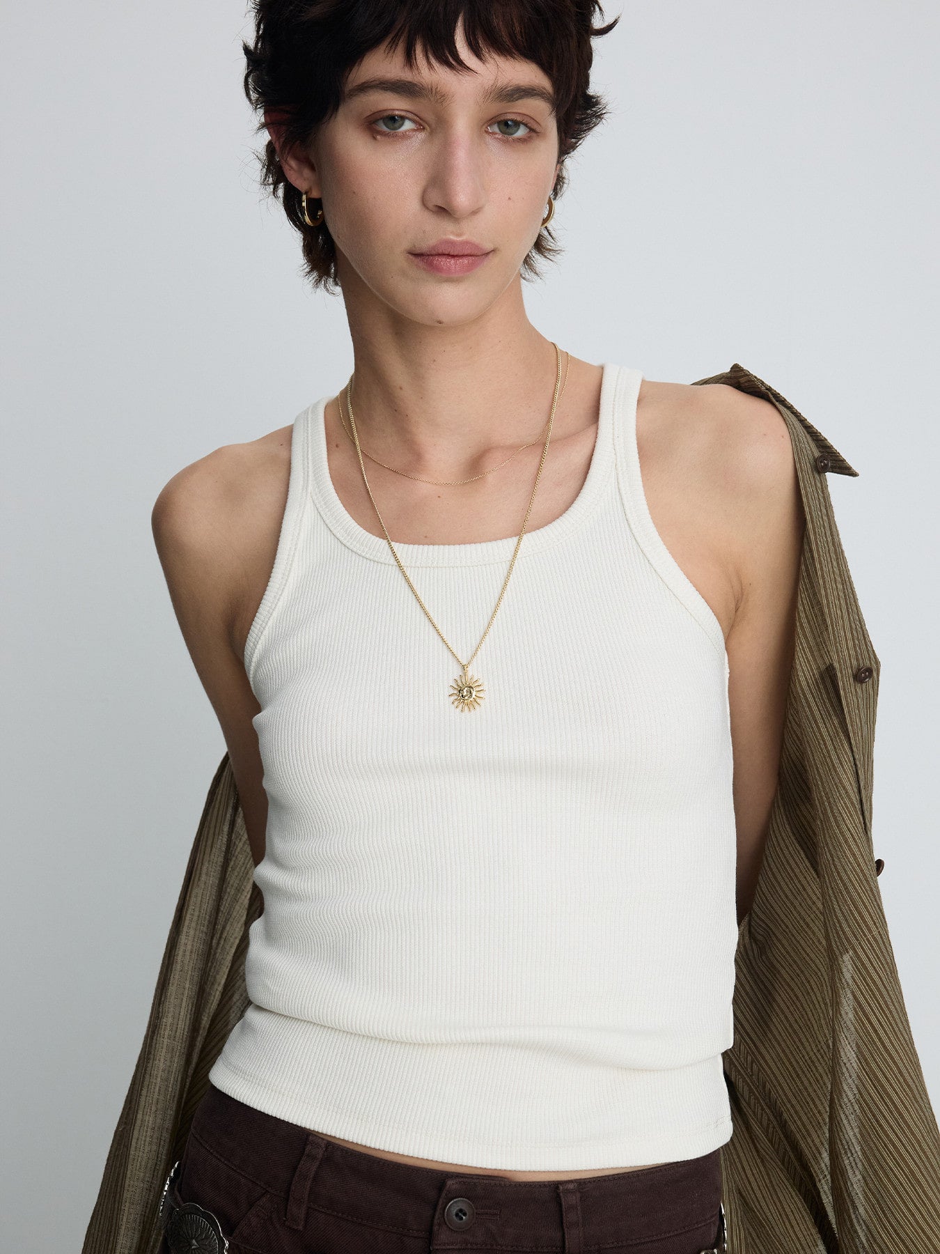 Tonywack - Lyocell Oversized Stripe Shirt (Olive Stripe) product image 7 | TRAB K-Fashion Australia