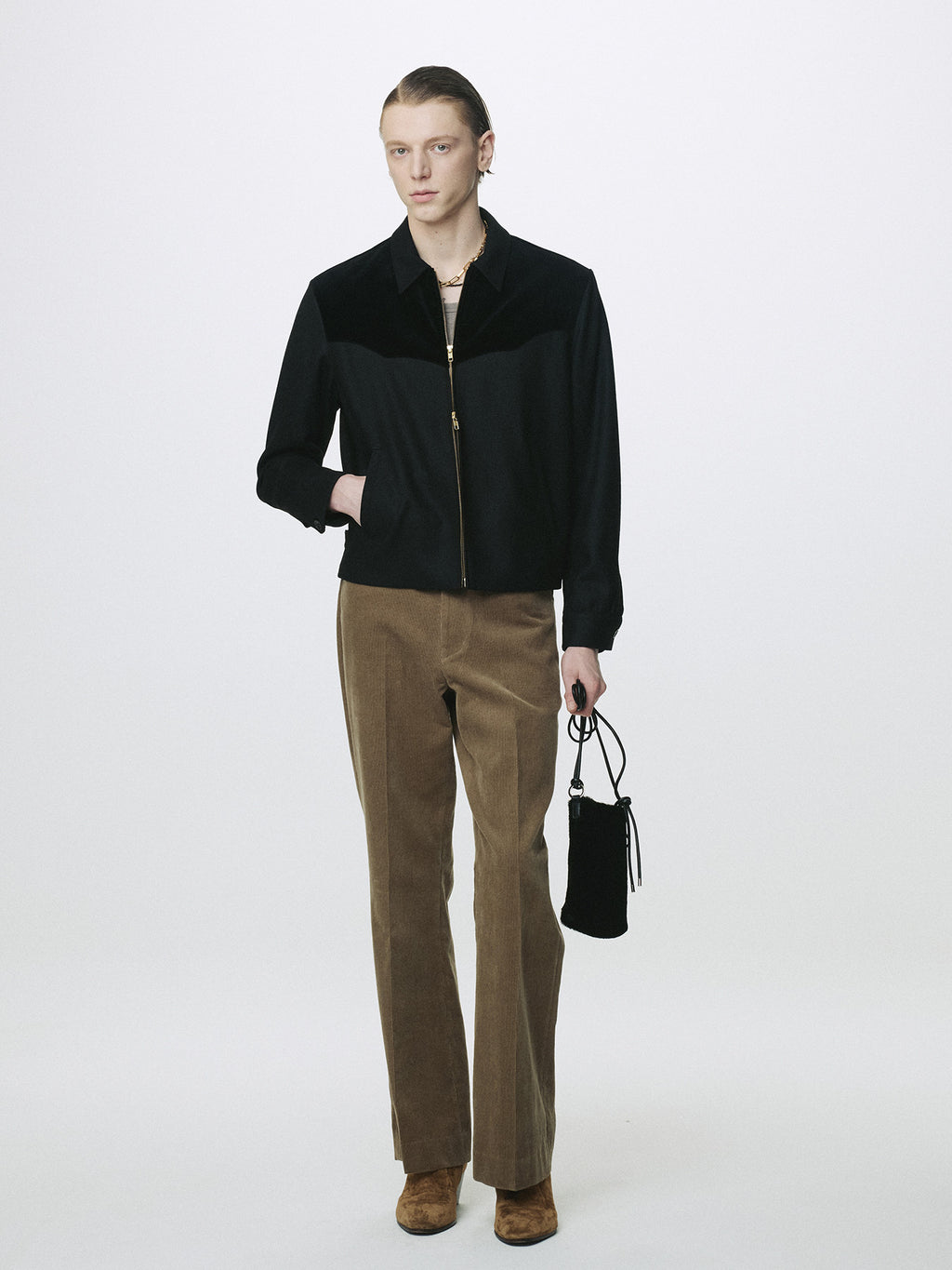 Tonywack - Wool Velvet Trimmed Blouson Jacket (Black) product image 2 | TRAB K-Fashion Australia