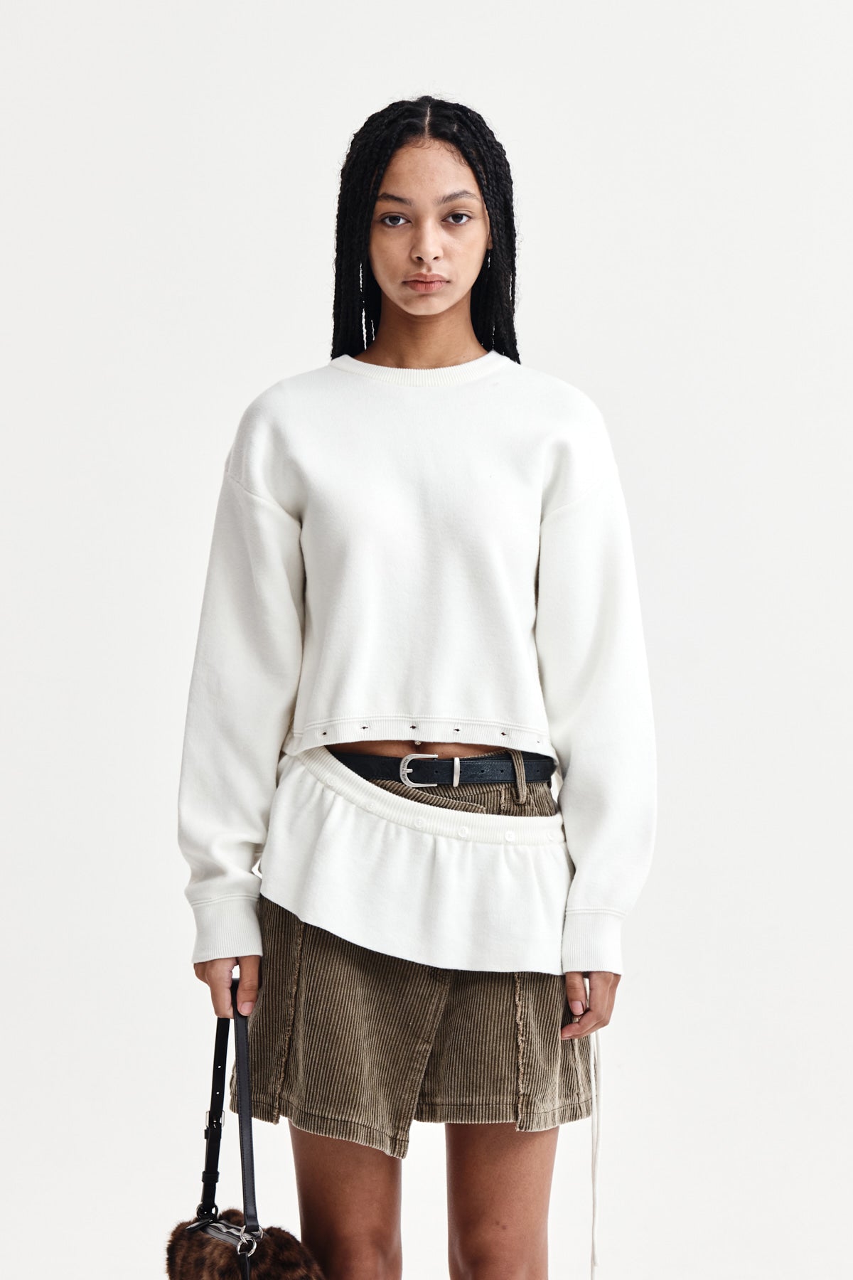 Matin Kim - Detachable Skirt Knit Pullover (Ivory) product image 1 | TRAB K-Fashion Australia