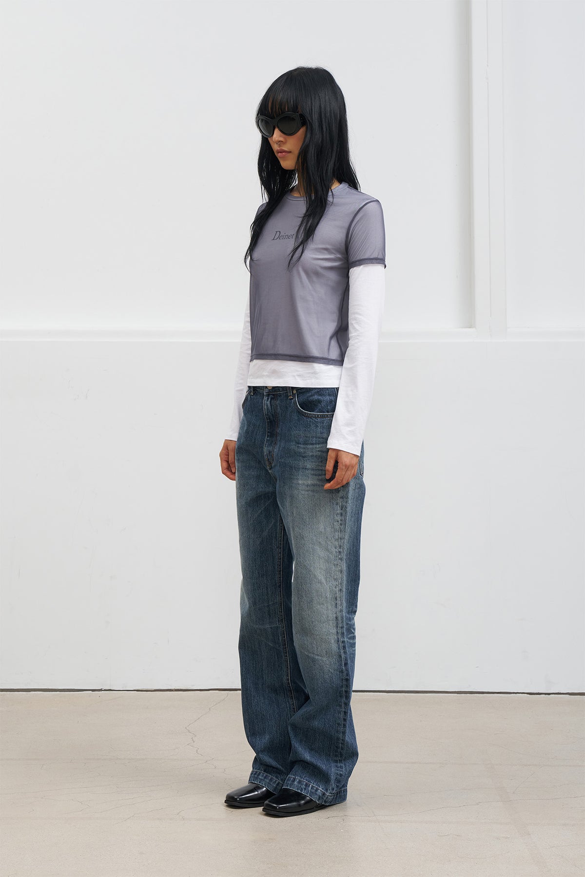 Deinet - See-Through Layered Long Sleeve (Grey) product image 2 | TRAB K-Fashion Australia