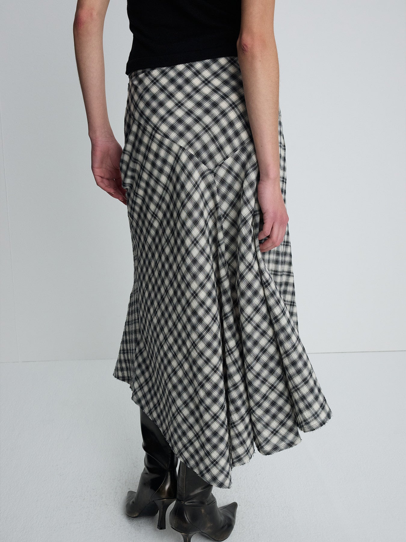 Tonywack - Cotton Check Patchwork Skirt (Black Check) product image 8 | TRAB K-Fashion Australia