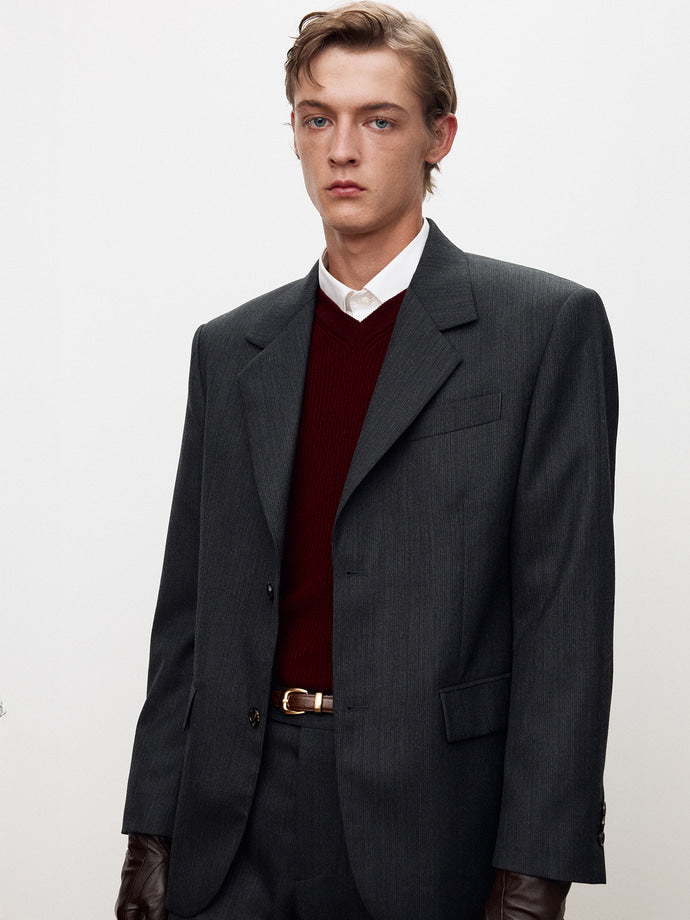 Tonywack - Virgin Wool Stripe Tailored Blazer (Grey/Black) product image 6 | TRAB K-Fashion Australia