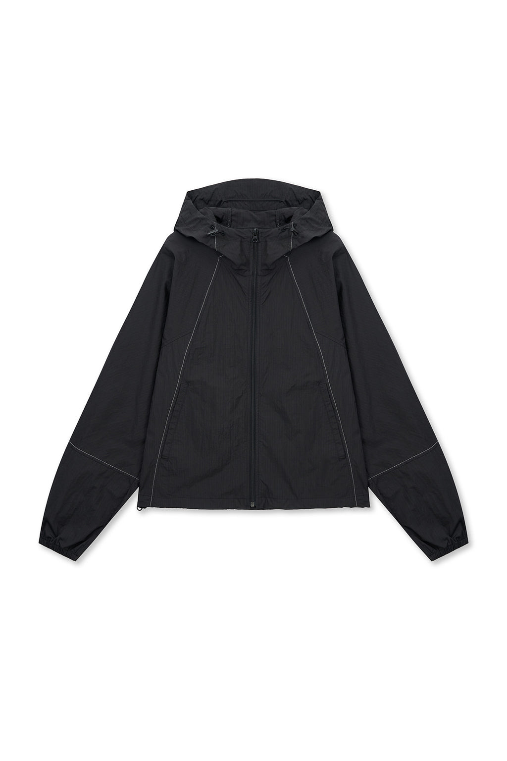 Matin Kim - Cropped Back Logo Hoody Wind Breaker (Black) product image 1 | TRAB K-Fashion Australia