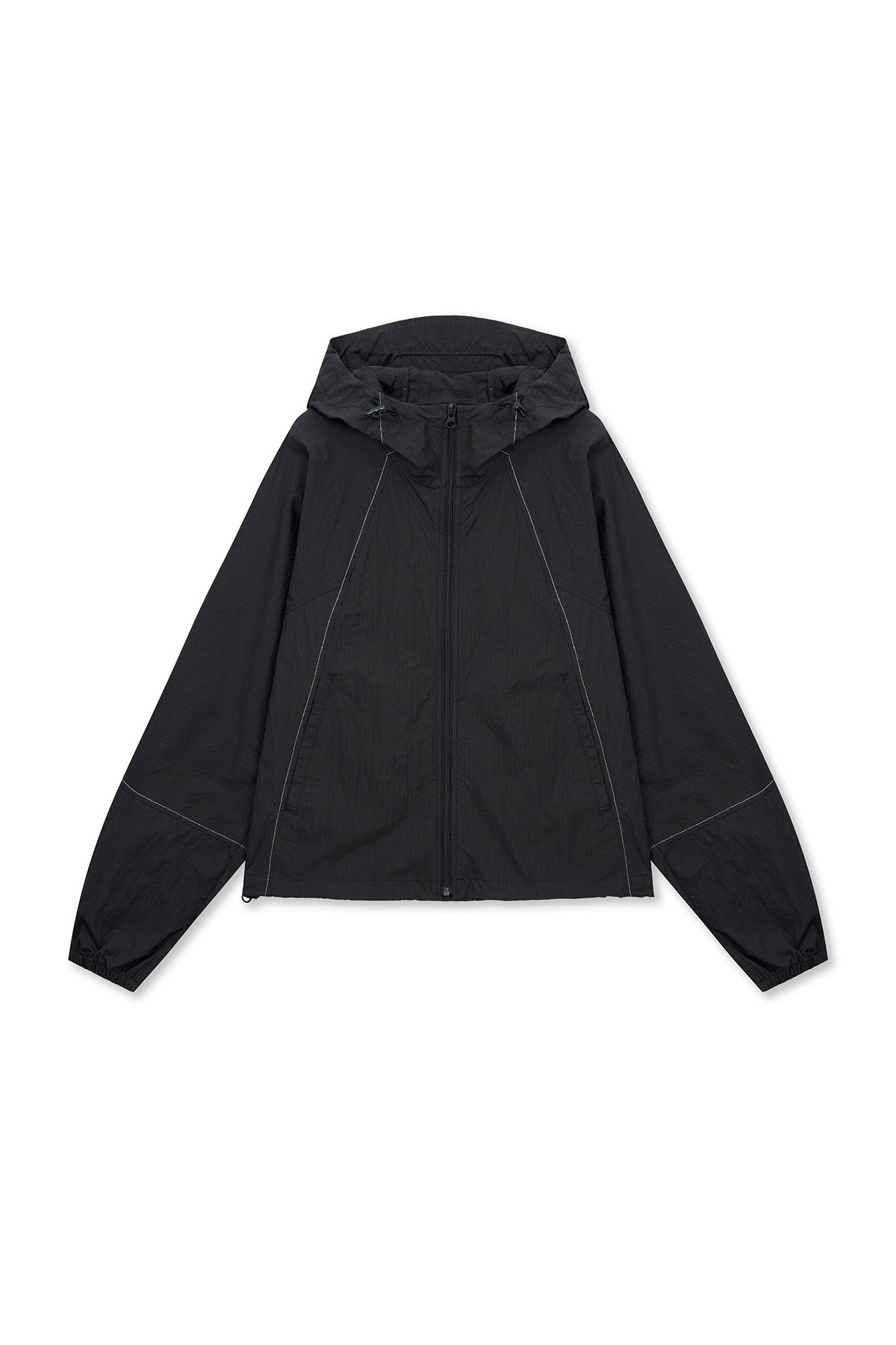 Matin Kim - Cropped Back Logo Hoody Wind Breaker (Black) product image 1 | TRAB K-Fashion Australia
