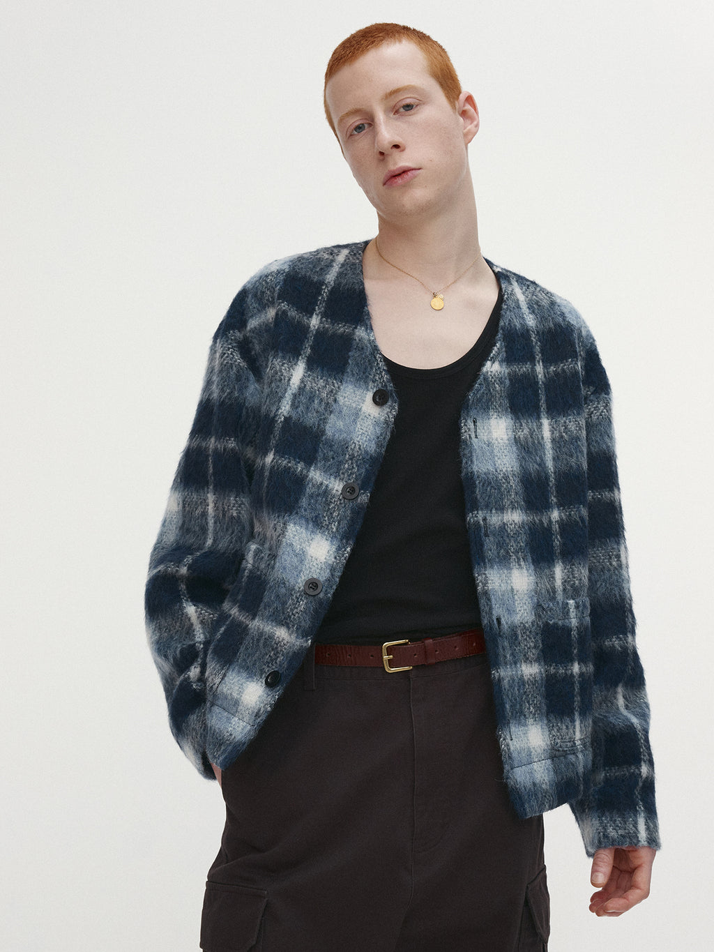 Tonywack - Checked Wool Mohair Blouson Italian Fabric (Blue) product image 4 | TRAB K-Fashion Australia