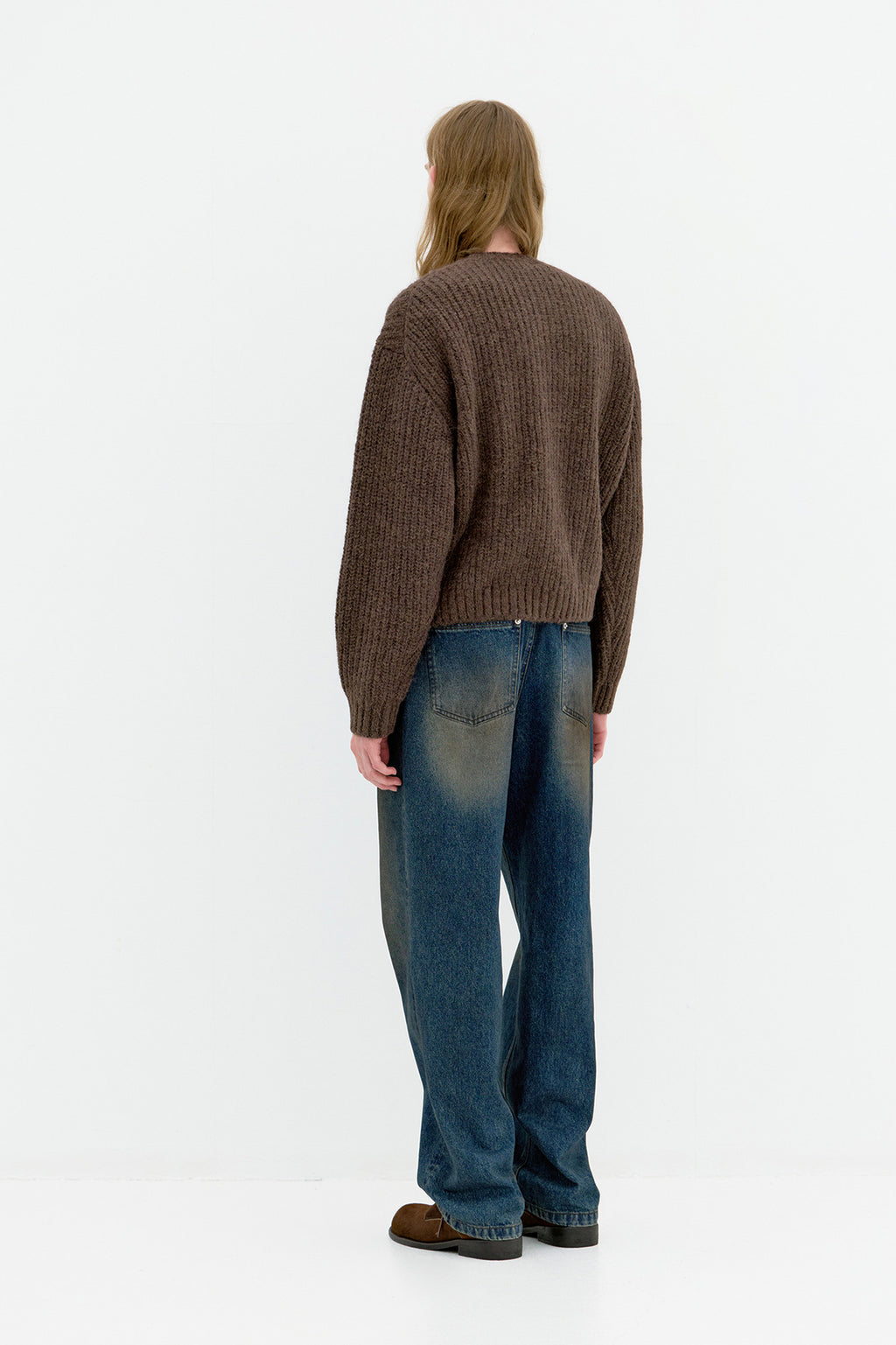 Coor - Hairy Button Up Round Cropped Cardigan (Brown) product image 4 | TRAB K-Fashion Australia