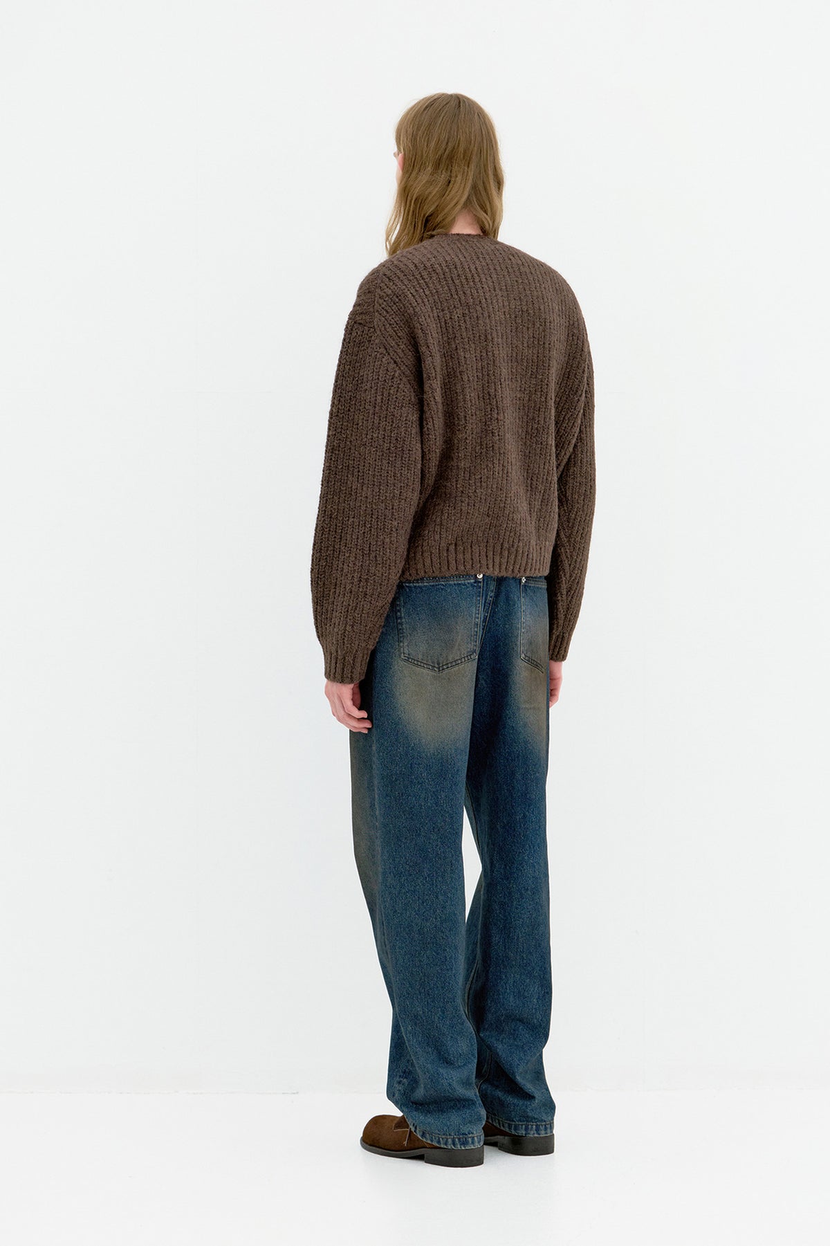 Coor - Hairy Button Up Round Cropped Cardigan (Brown) product image 4 | TRAB K-Fashion Australia