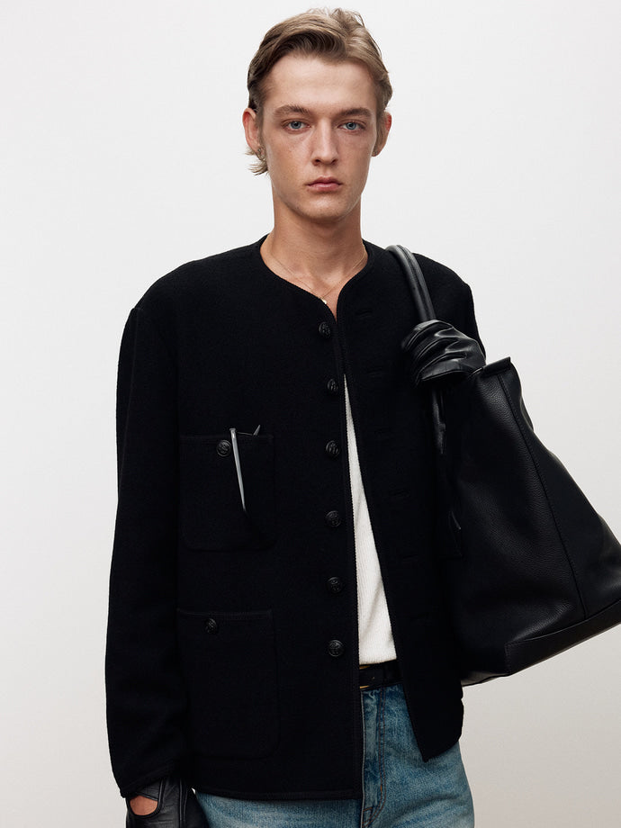 Tonywack - Wool Tweed Buttoned Blouson (Black) product image 9 | TRAB K-Fashion Australia