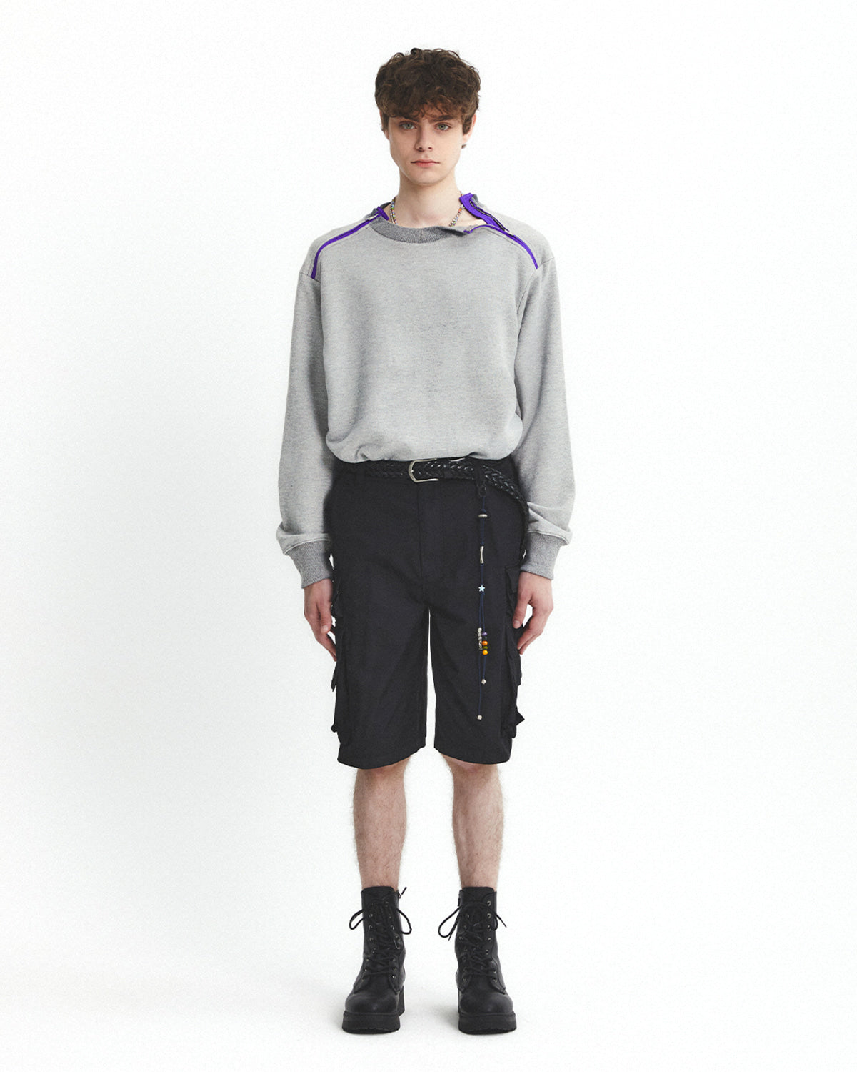 Eastlogue - Army Double Zip Sweatshirt (Melange Grey) product image 1 | TRAB K-Fashion Australia