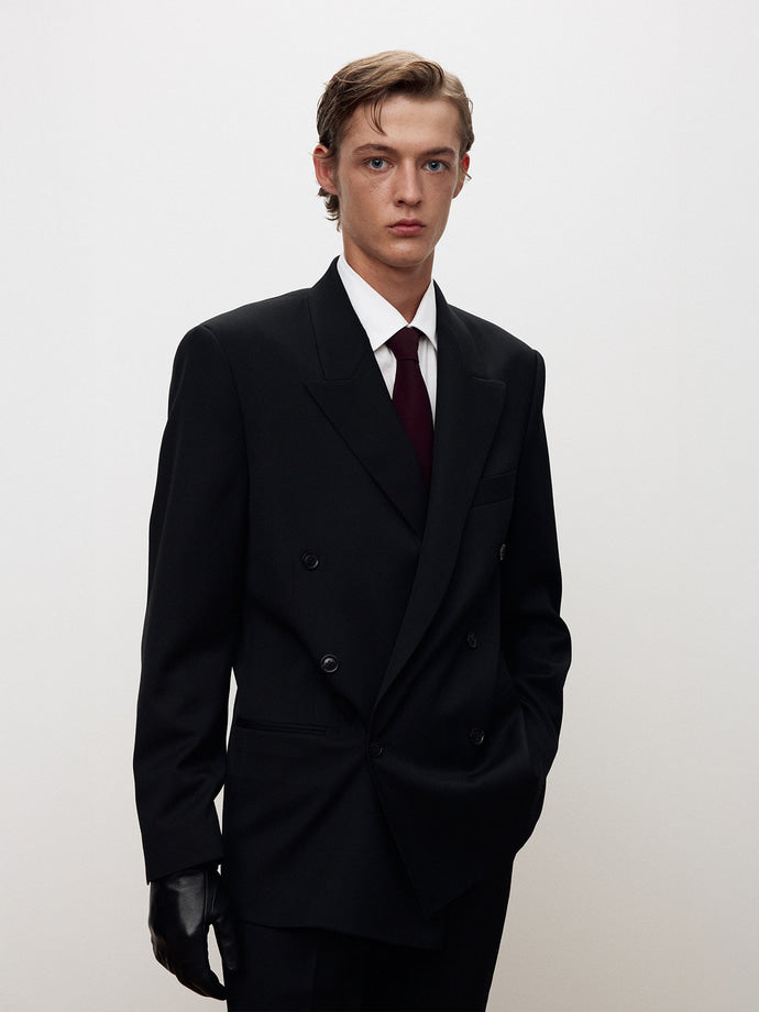 Tonywack - Wool Twill Double-Breasted Tailored Jacket (Black) product image 3 | TRAB K-Fashion Australia