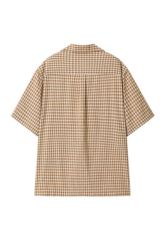 Art if acts - Open Collar Check Half Shirt (Tan) product image 8 | TRAB K-Fashion Australia