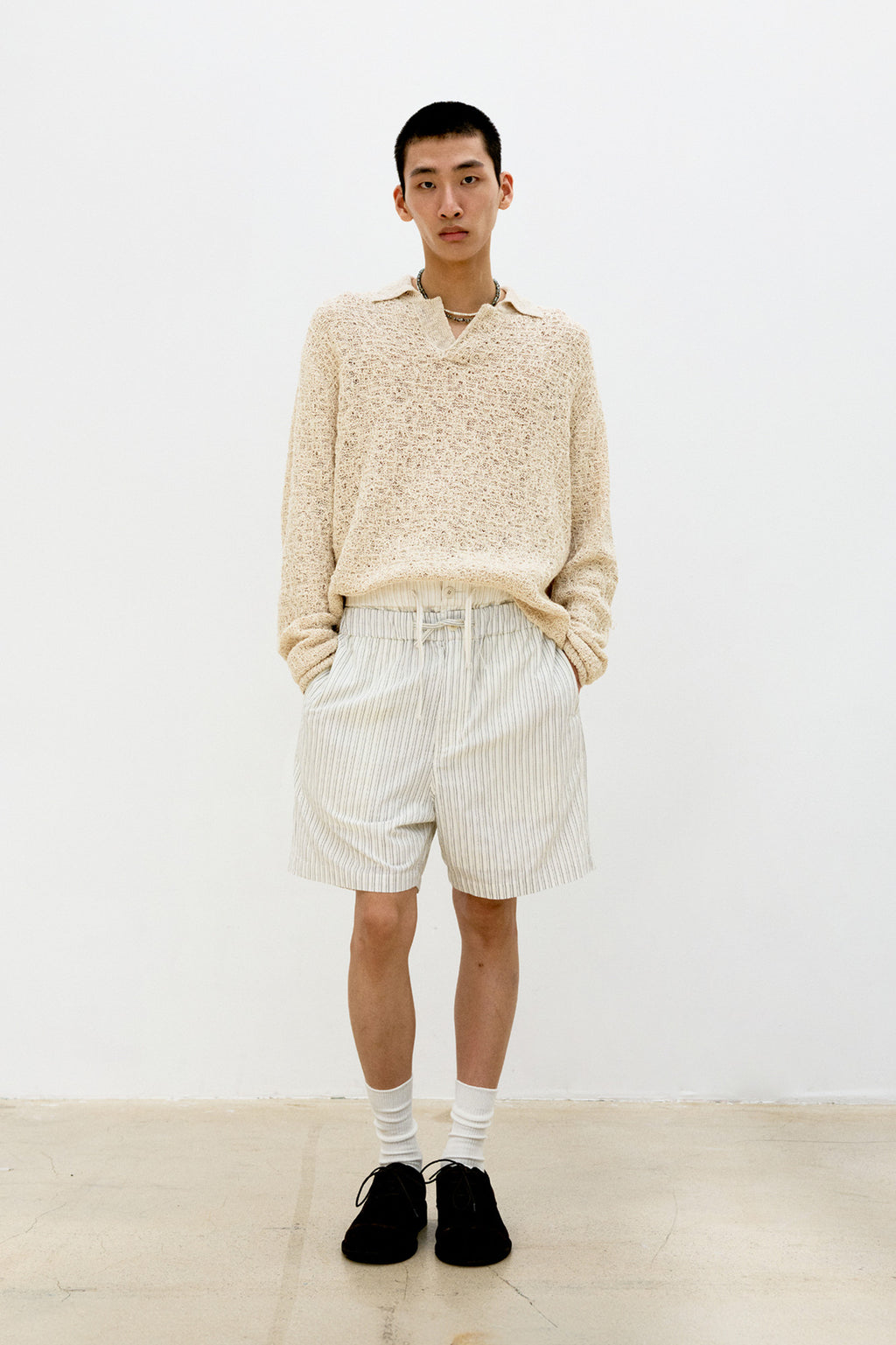 Coor - Stripe Cotton Lounge Shorts (Black) product image 2 | TRAB K-Fashion Australia