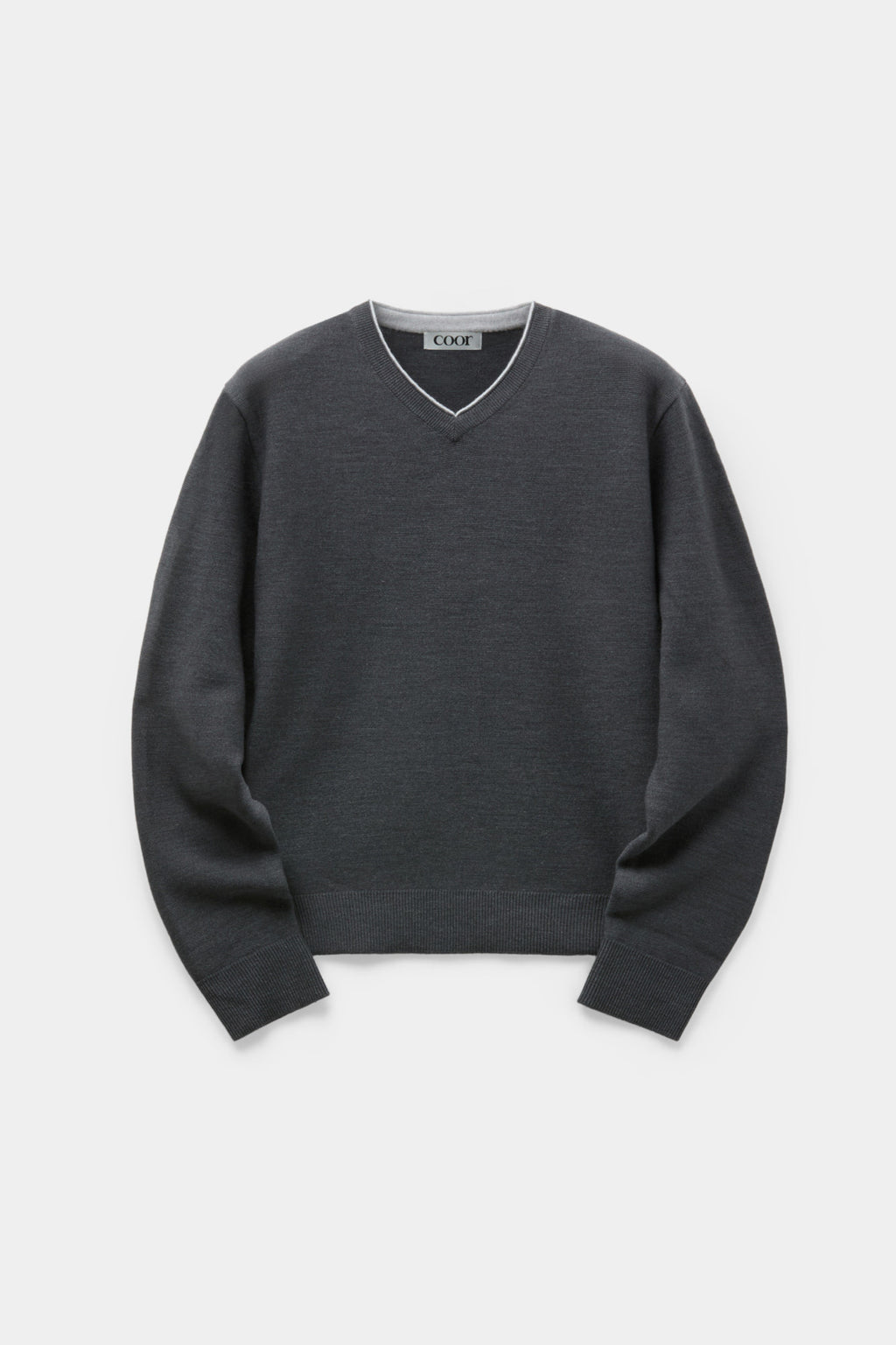 Coor - V-Neck Merino Wool Layered Sweater (Charcoal) product image 1 | TRAB K-Fashion Australia