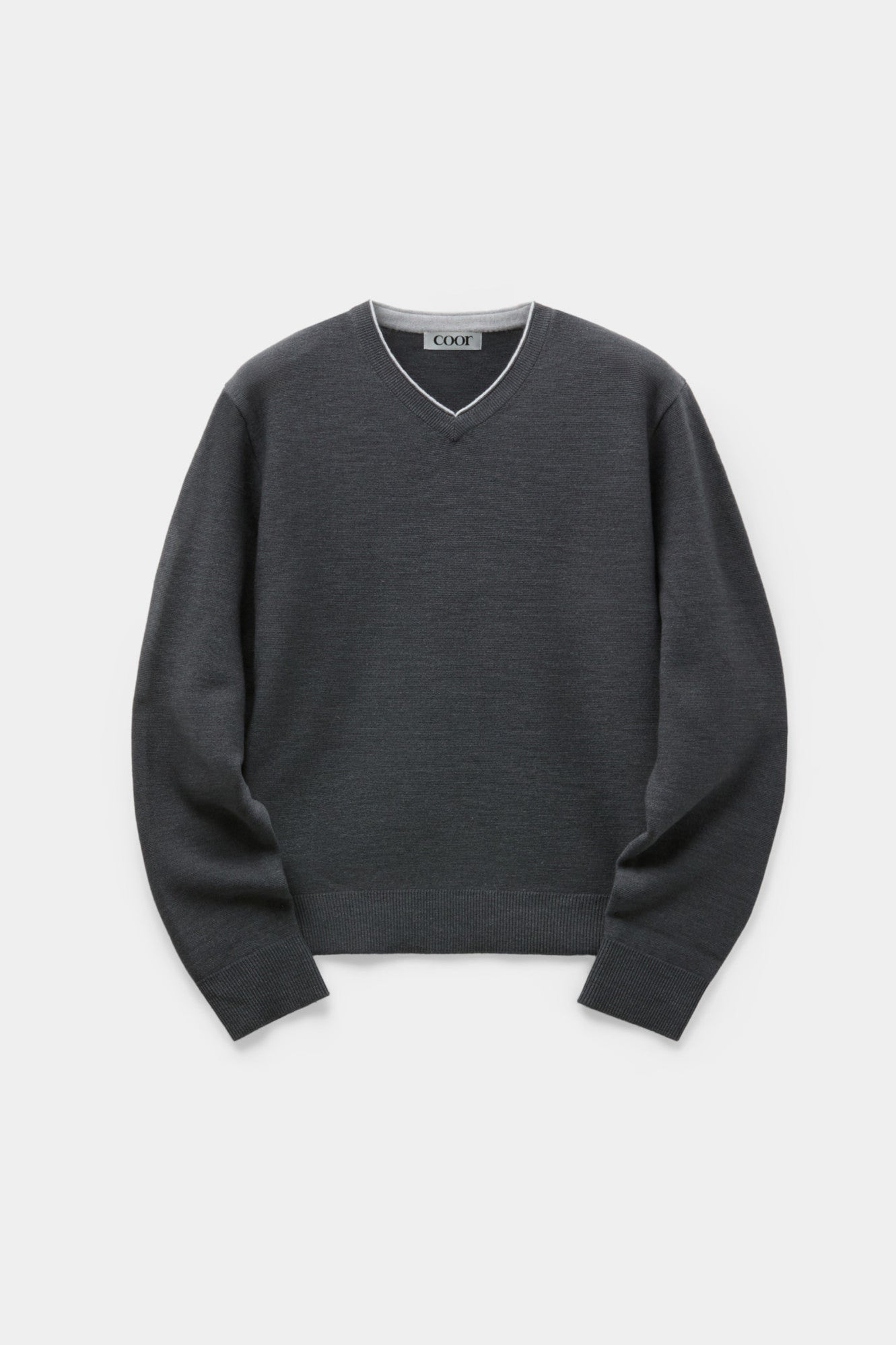 Coor - V-Neck Merino Wool Layered Sweater (Charcoal) product image 1 | TRAB K-Fashion Australia