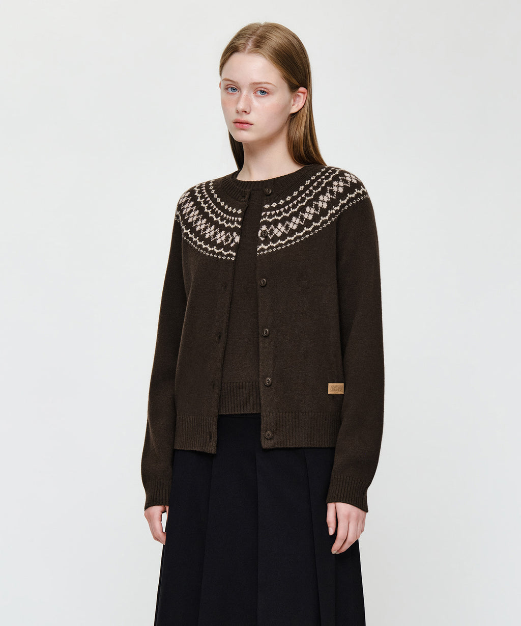 Marithe & Francois Girbaud - Small Classic Logo Nordic Cardigan Set Up (Brown) product image 2 | TRAB K-Fashion Australia