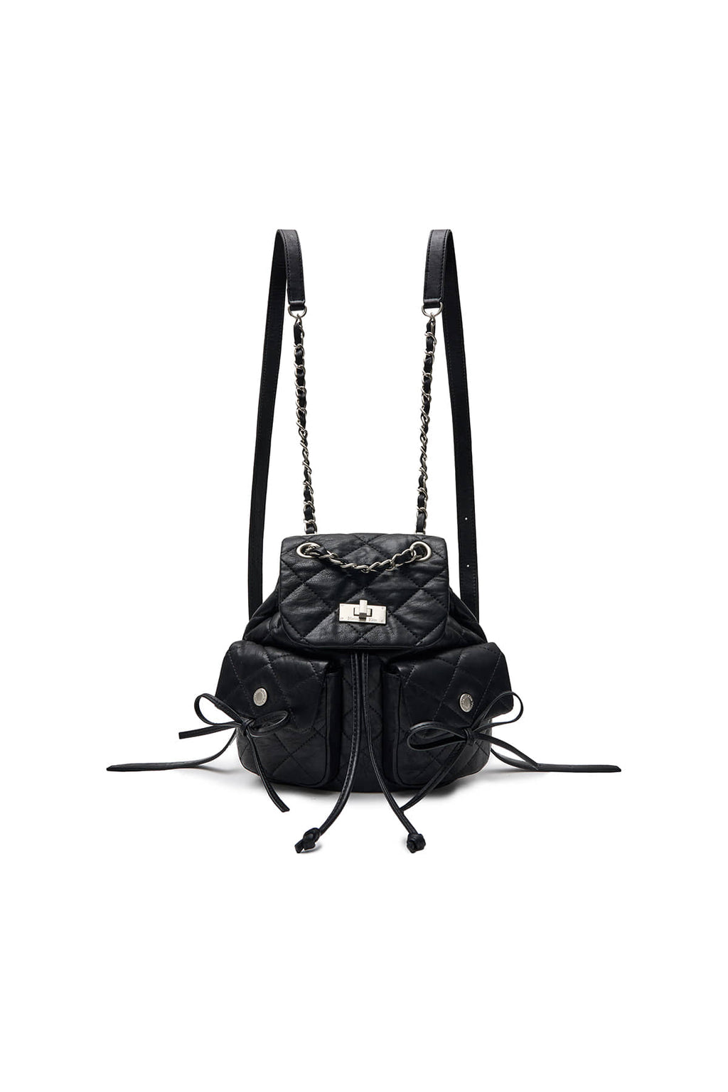 Matin Kim - Double Pocket Quilting Mini Backpack (Black) product image 2 | TRAB K-Fashion Australia