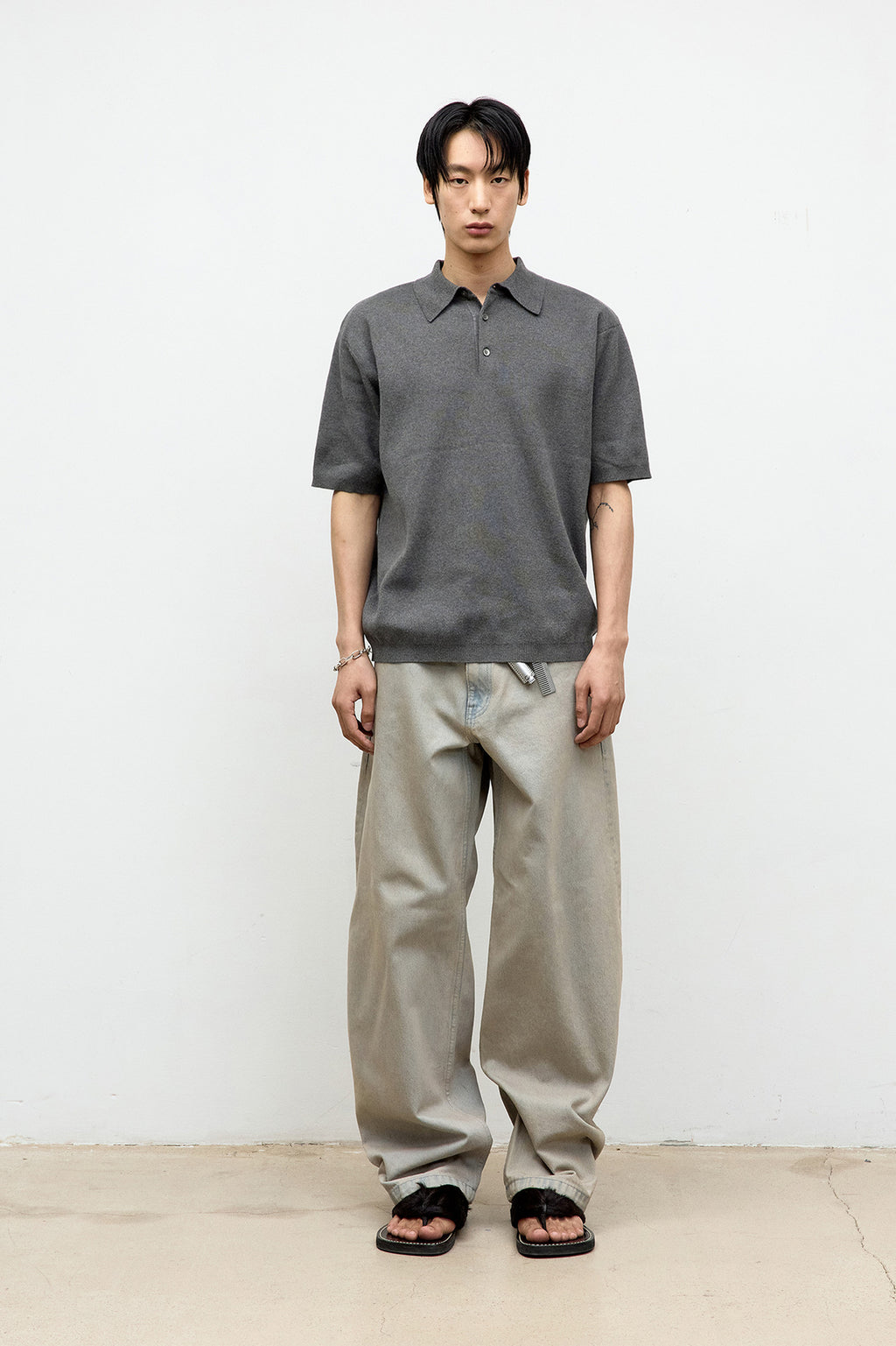 Coor - Compact Sandy Polo Knit (Charcoal Grey) product image 2 | TRAB K-Fashion Australia