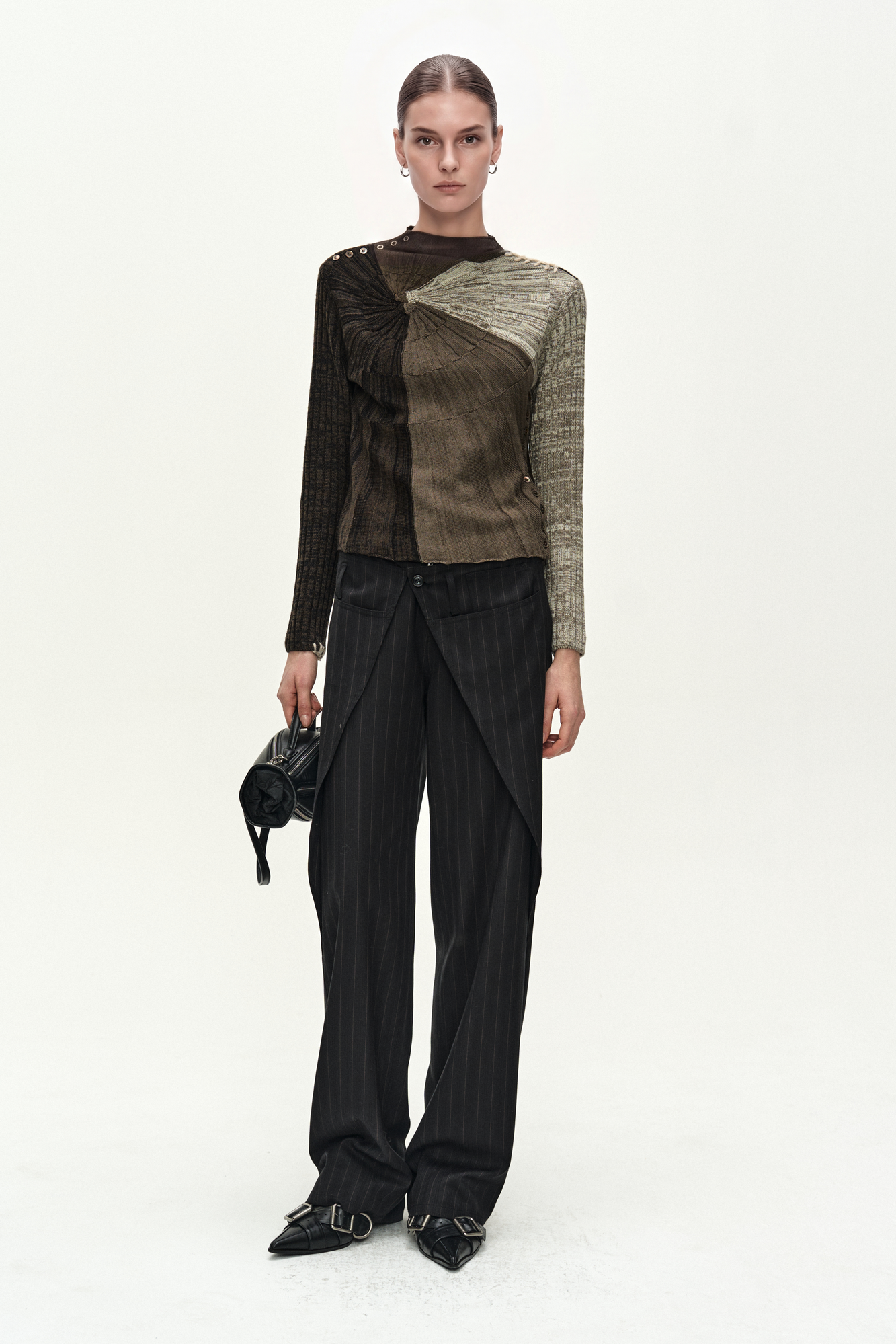 Andersson Bell - Stripe Wrap Pants (black) (Black) product image 1 | TRAB K-Fashion Australia
