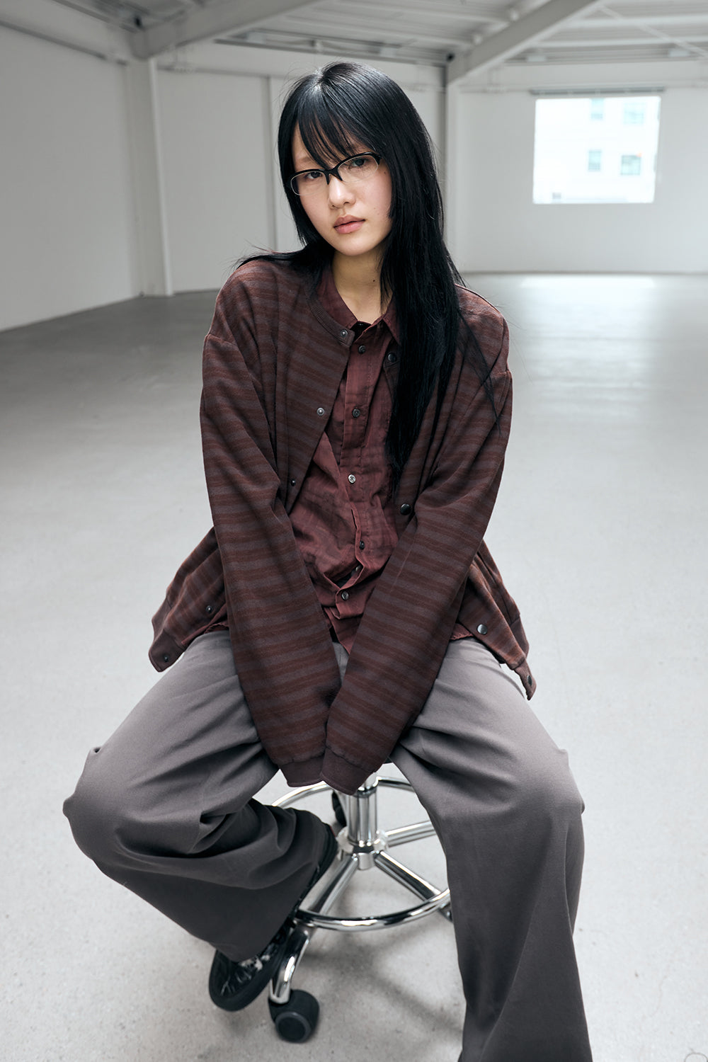 Hatchingroom - Stripe Cardigan Brown (Red) product image 9 | TRAB K-Fashion Australia