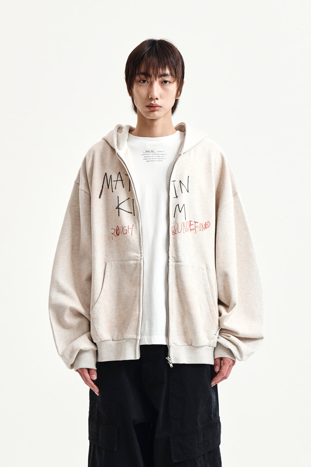 Matin Kim - Vintage Washed Graffiti Hoody Zip Up (Beige) product image 10 | TRAB K-Fashion Australia
